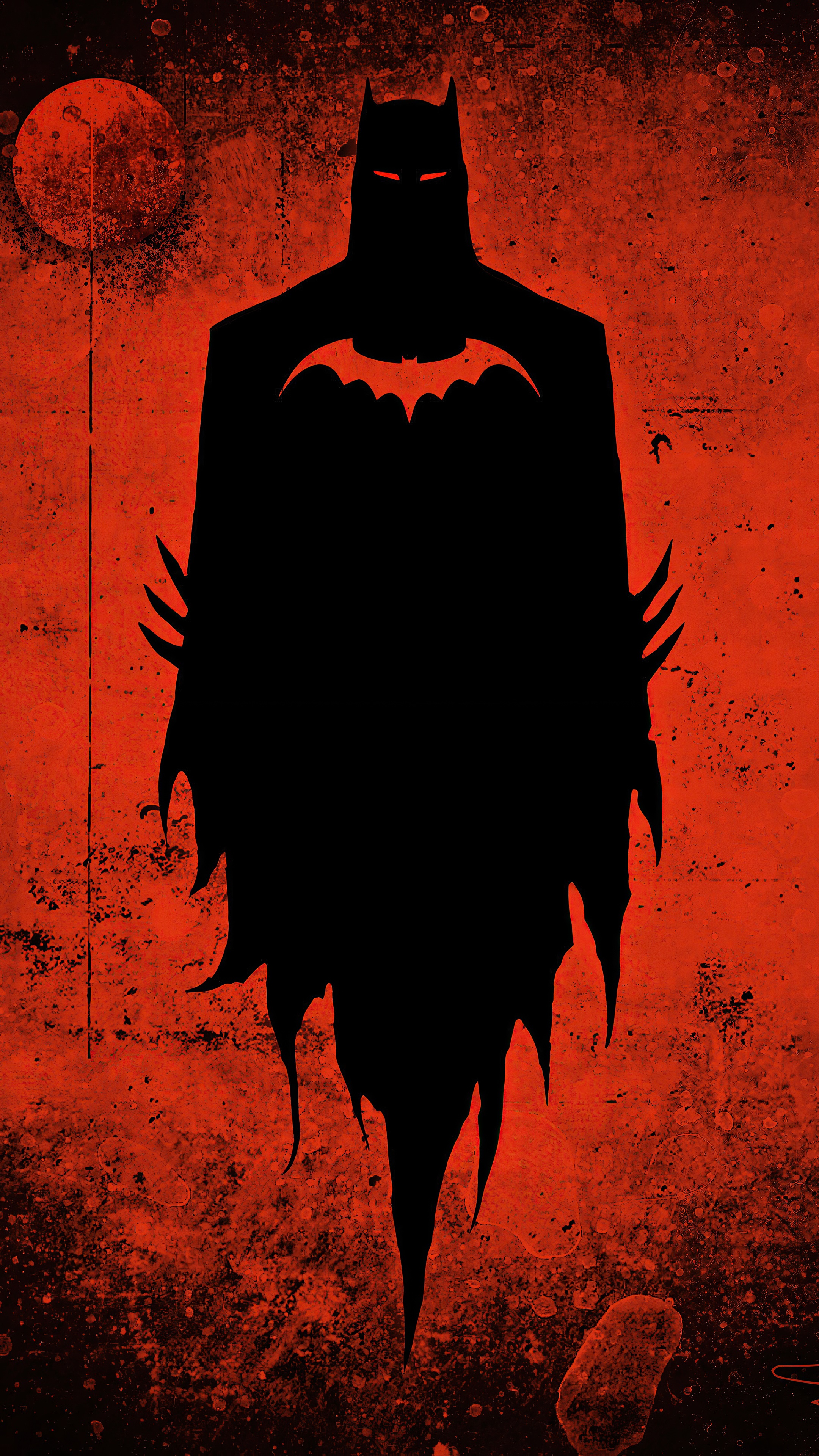 Batman silhouette with red moon background 4K HD Phone Wallpaper