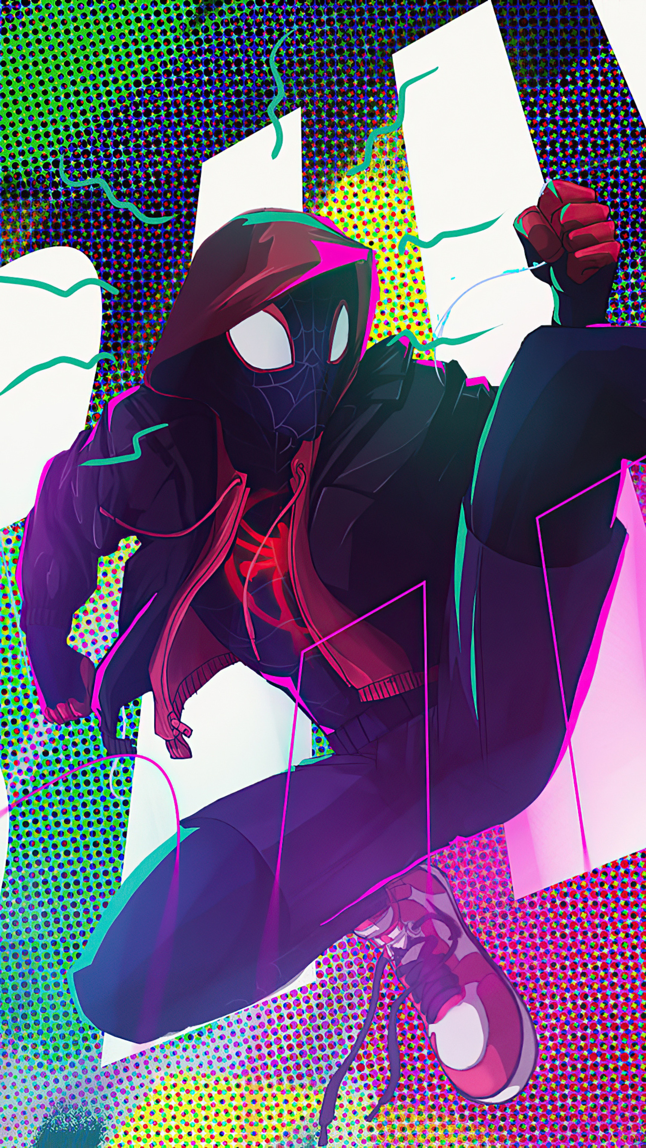 Spider-Man from Spider-Verse artwork HD Phone Wallpaper