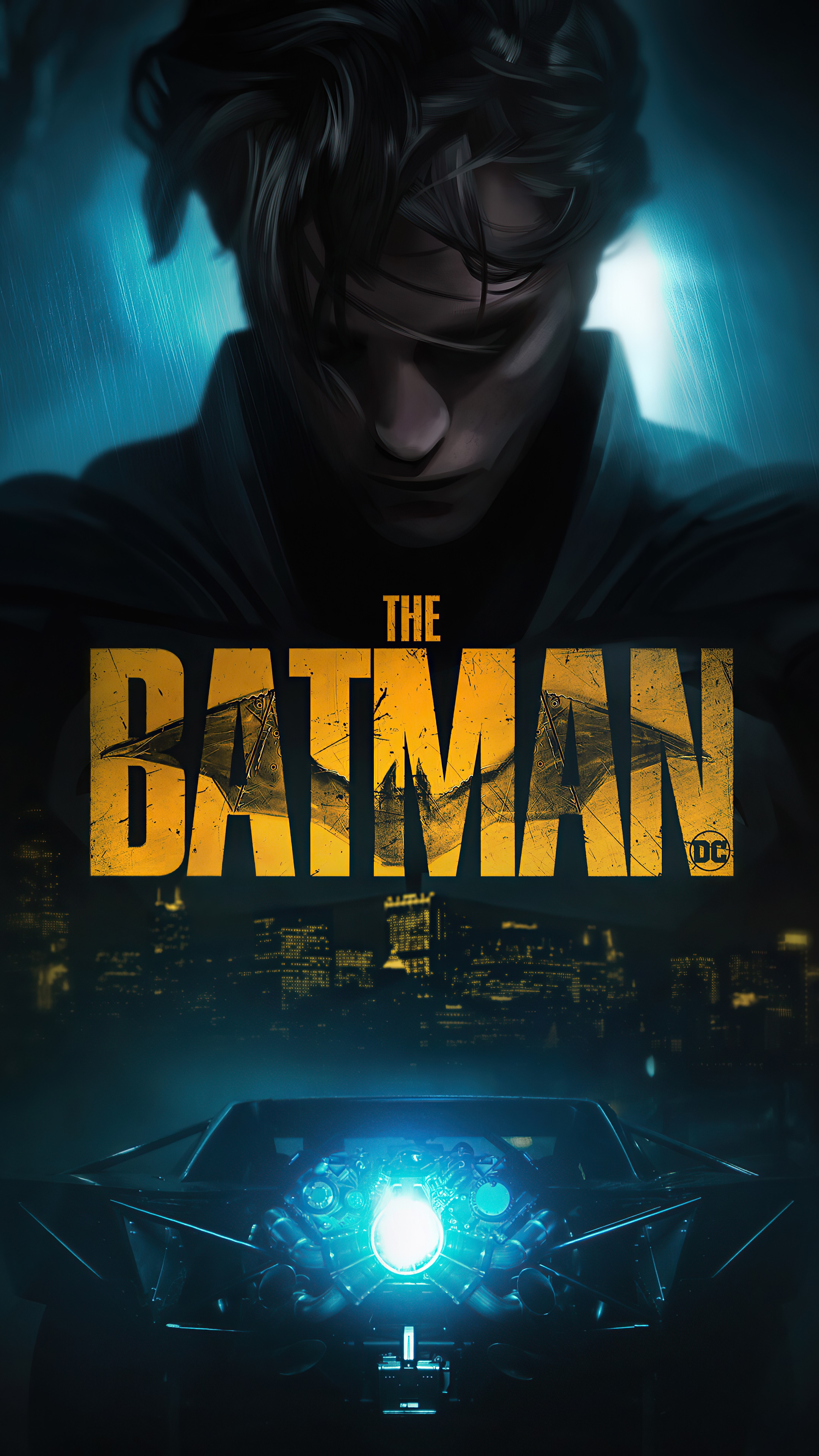 The Batman movie poster with Batmobile HD Phone Wallpaper