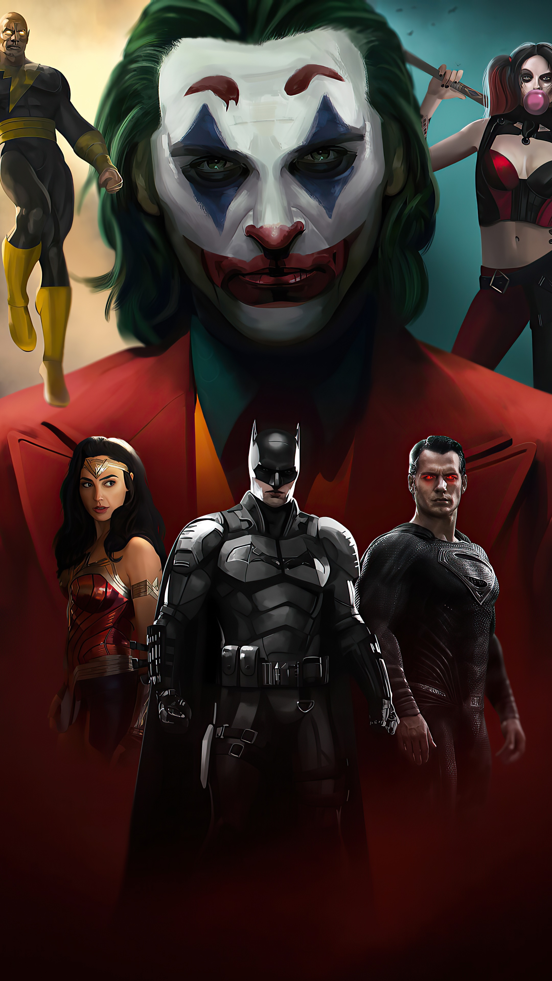 Justice League and DC Villains Artwork 4K HD Phone Wallpaper