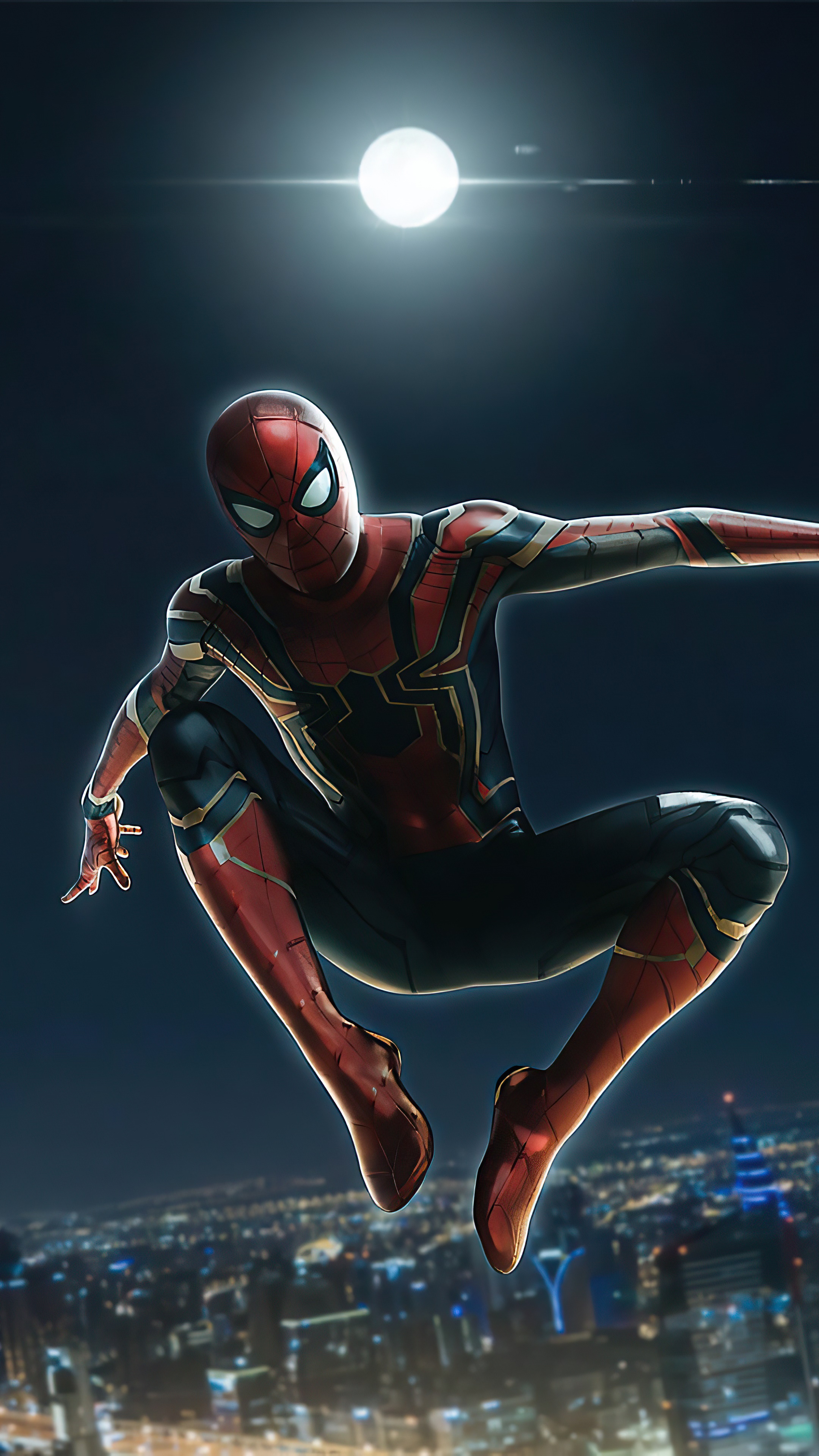 Spider-Man in Iron Spider Suit Artwork 4K HD Phone Wallpaper