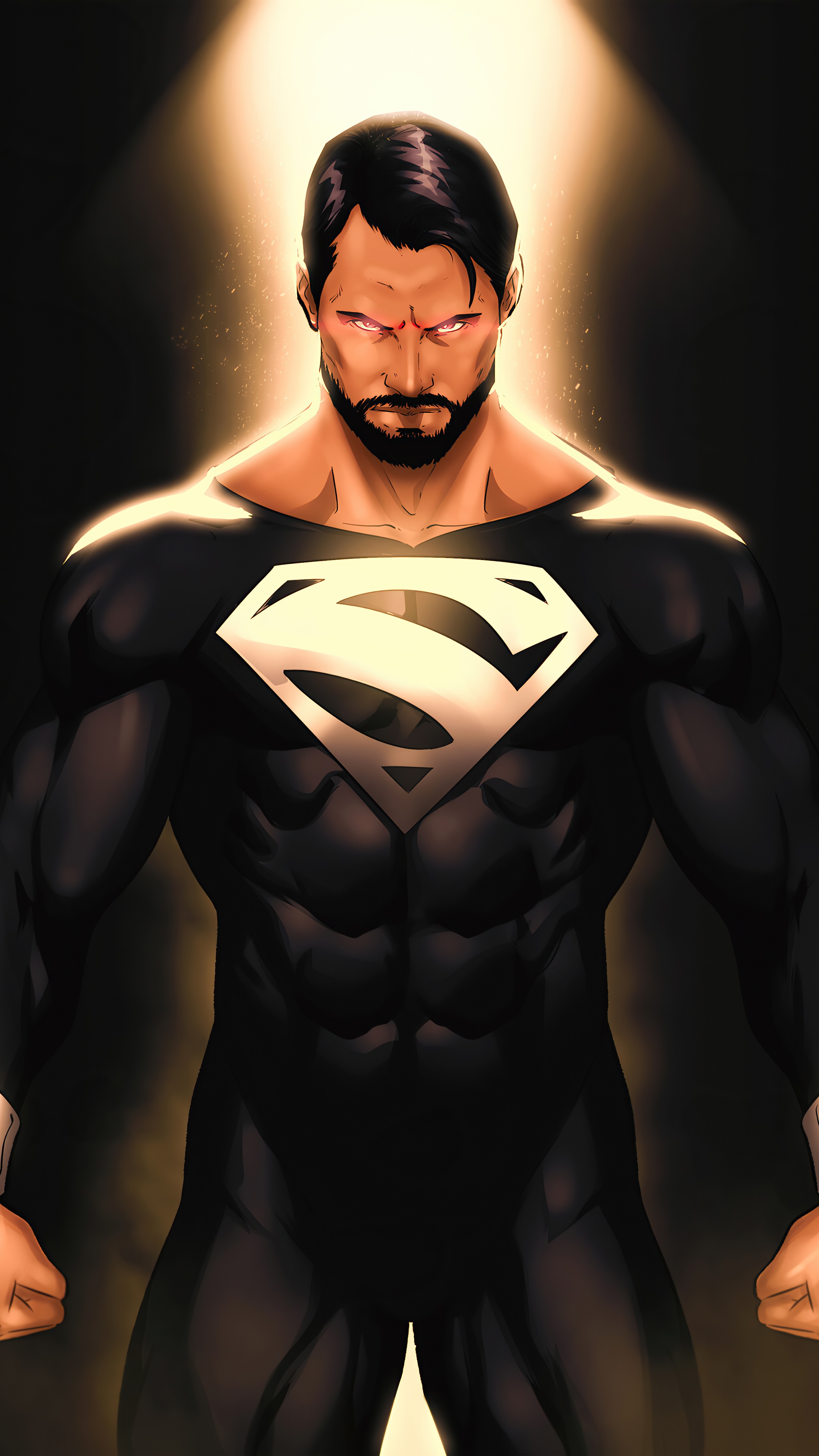 Superman in black suit artwork HD Phone Wallpaper