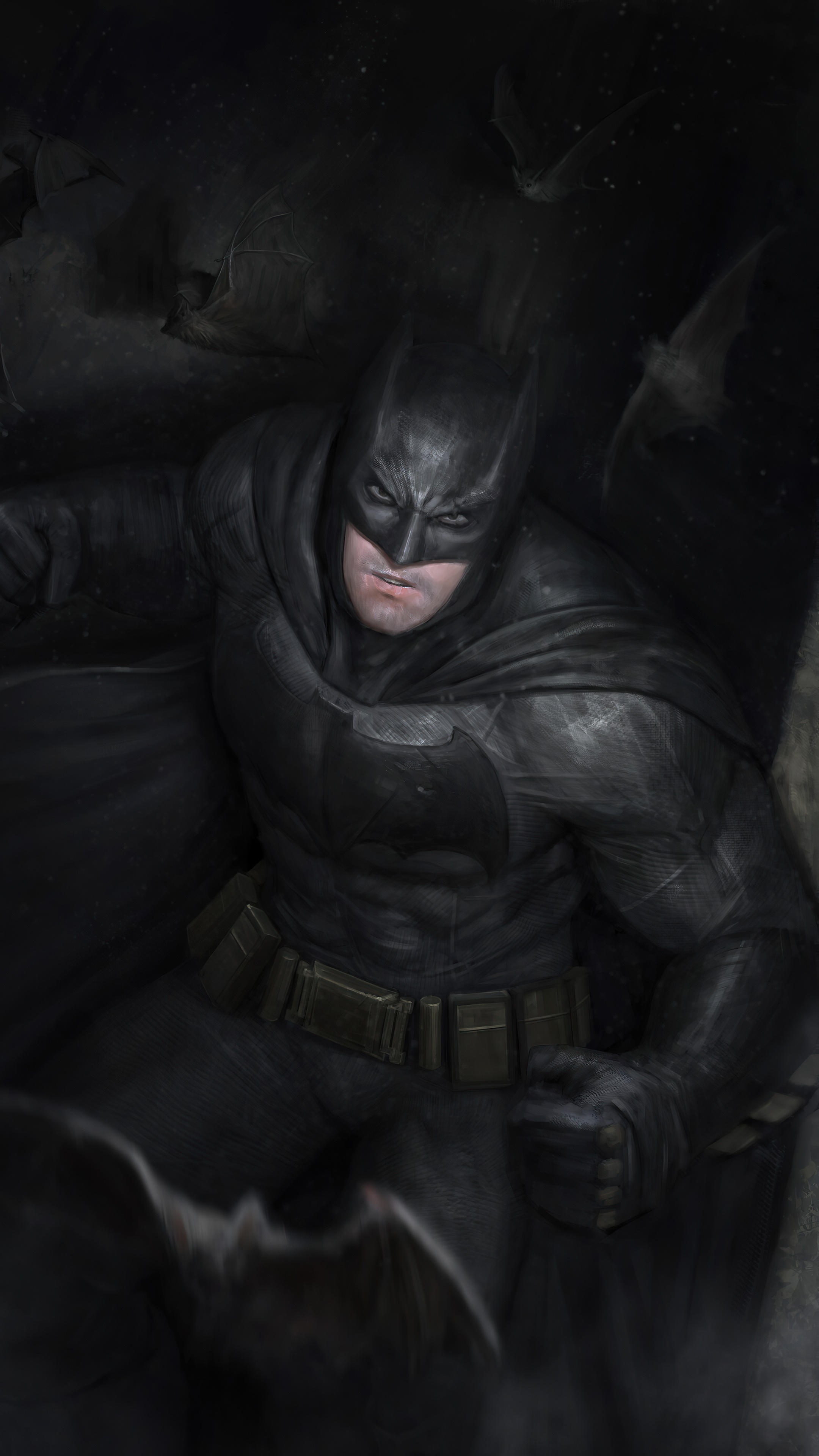 Batman artwork with bats HD Phone Wallpaper