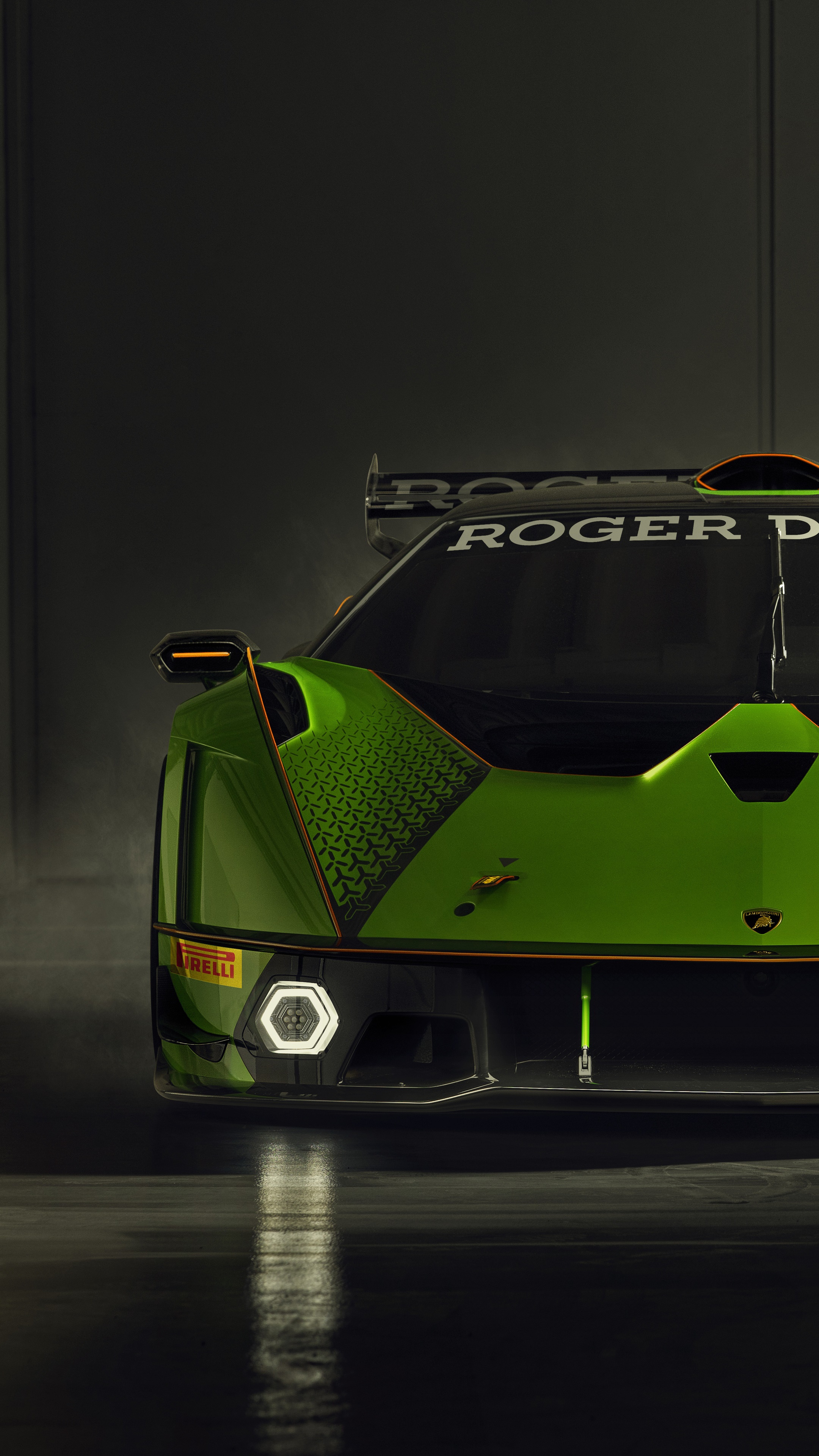 Green Lamborghini Essenza SCV12 race car HD Phone Wallpaper