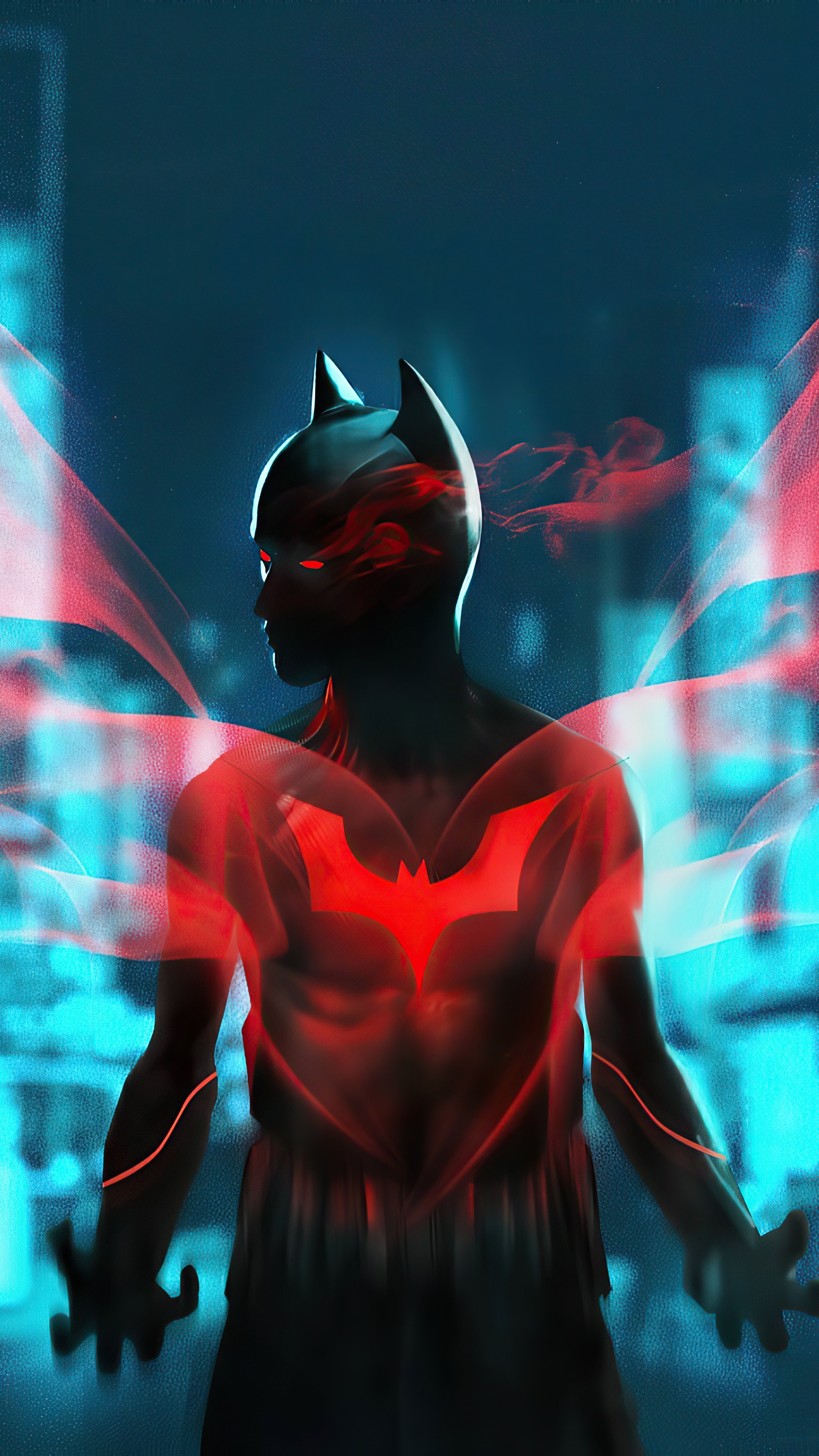 Artwork of Batman with red energy HD Phone Wallpaper
