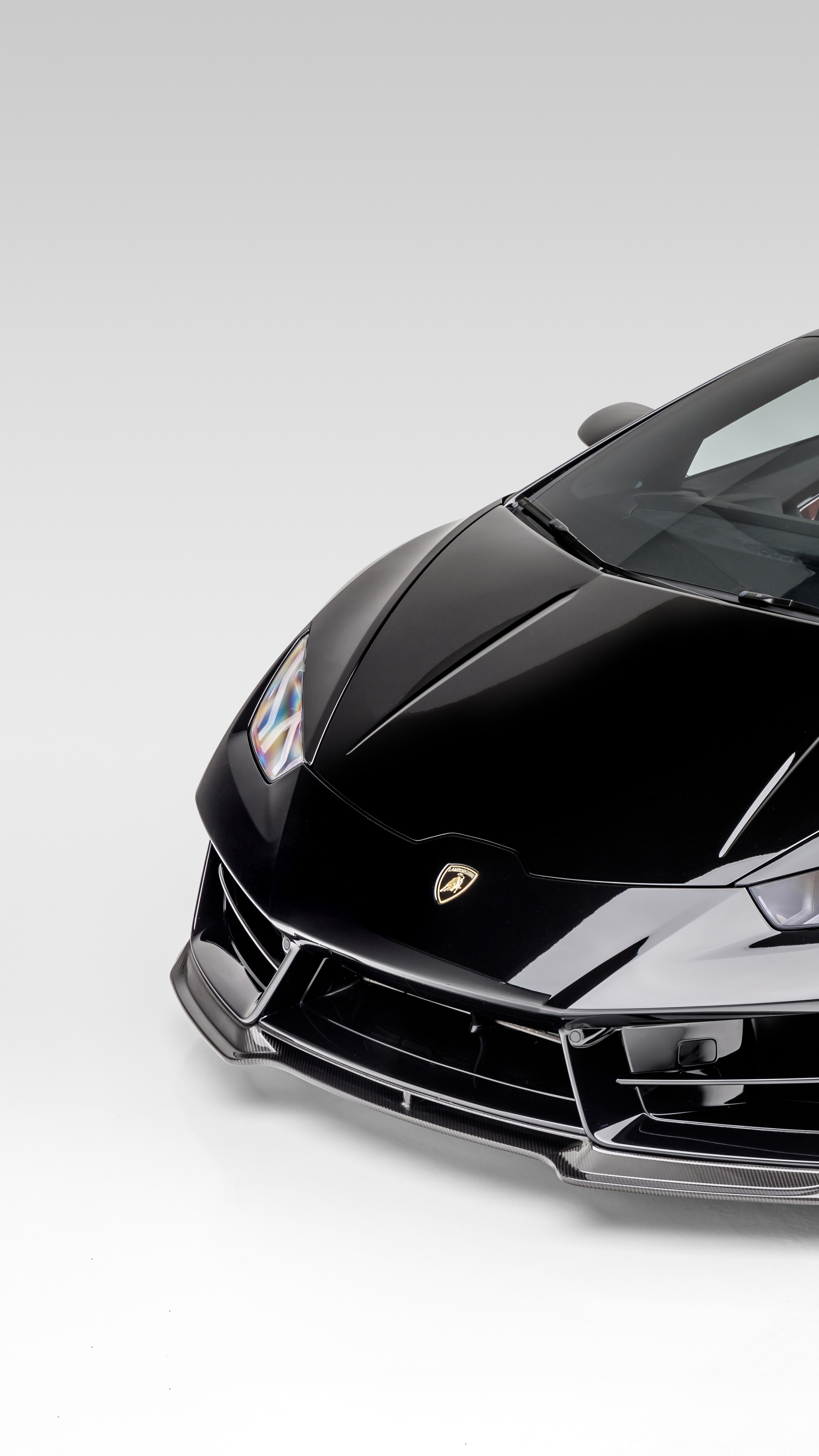 Black Lamborghini Huracan front view 4K HD Phone Wallpaper