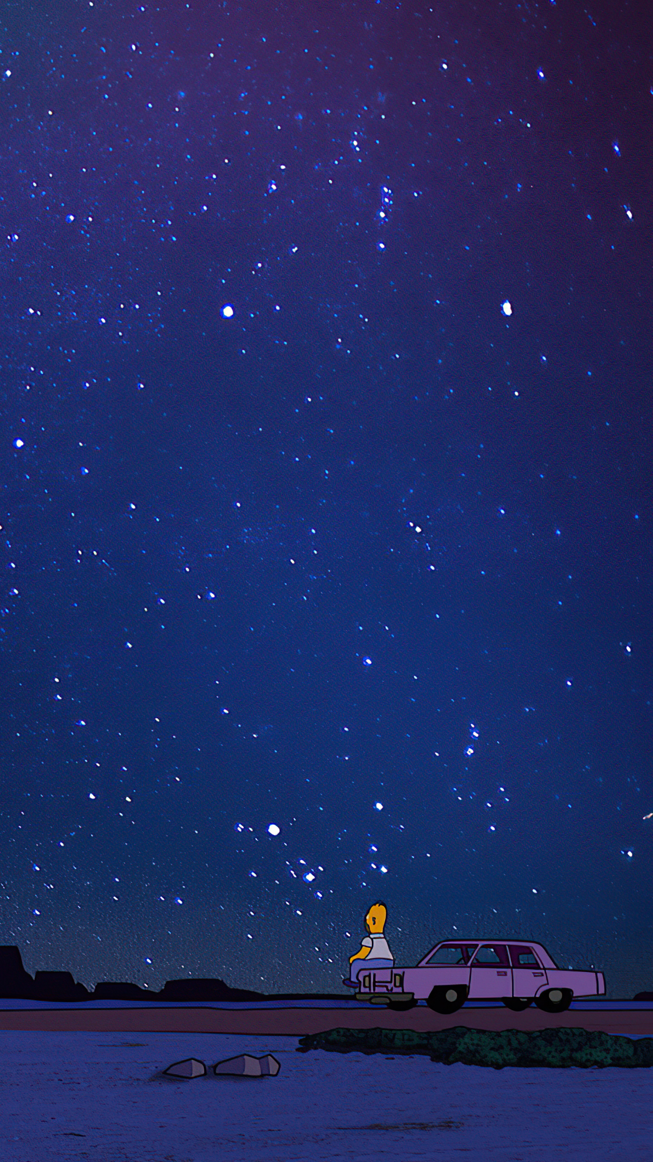 Homer Simpson from The Simpsons under the stars HD Phone Wallpaper