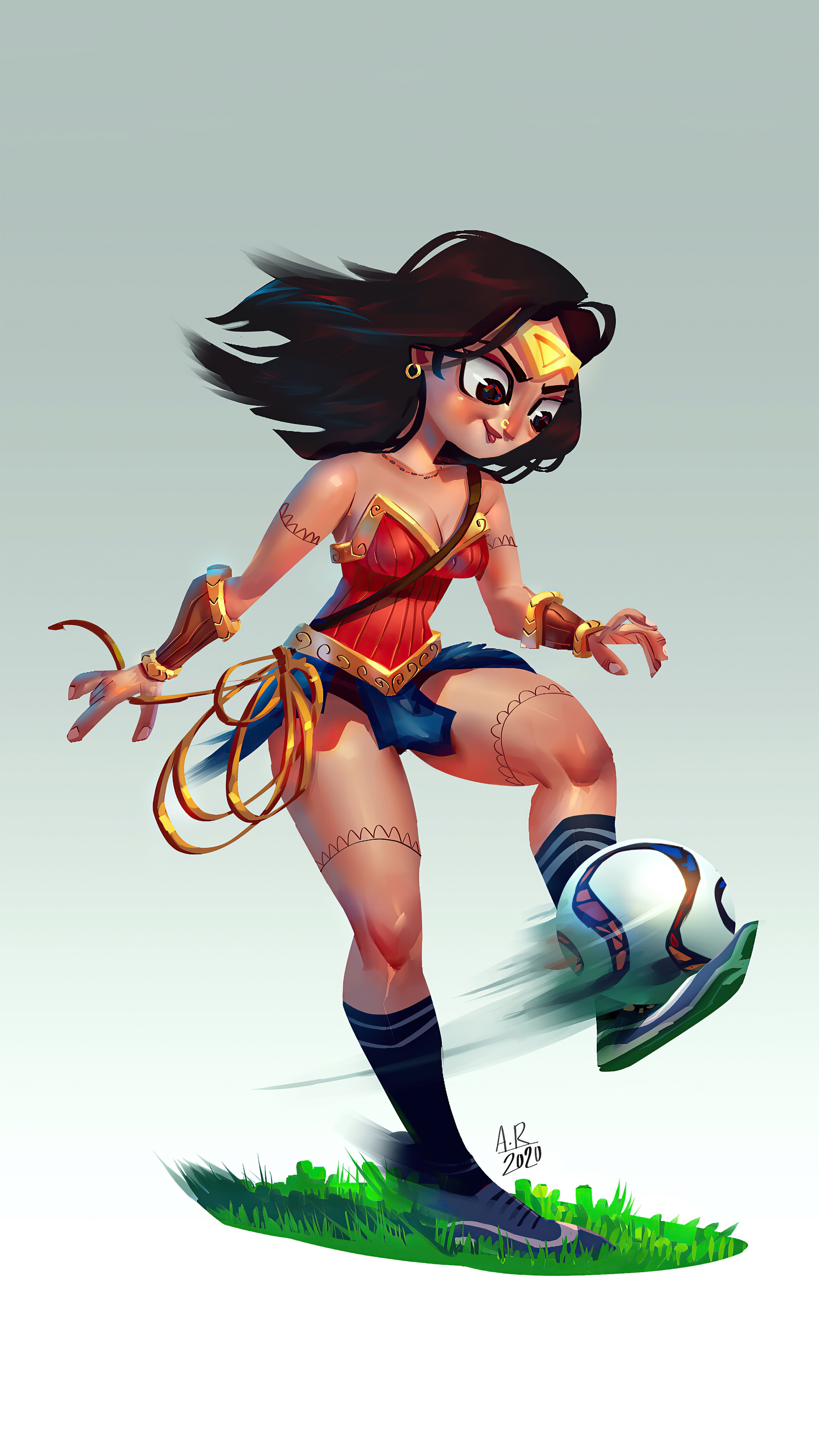Wonder Woman playing soccer HD Phone Wallpaper