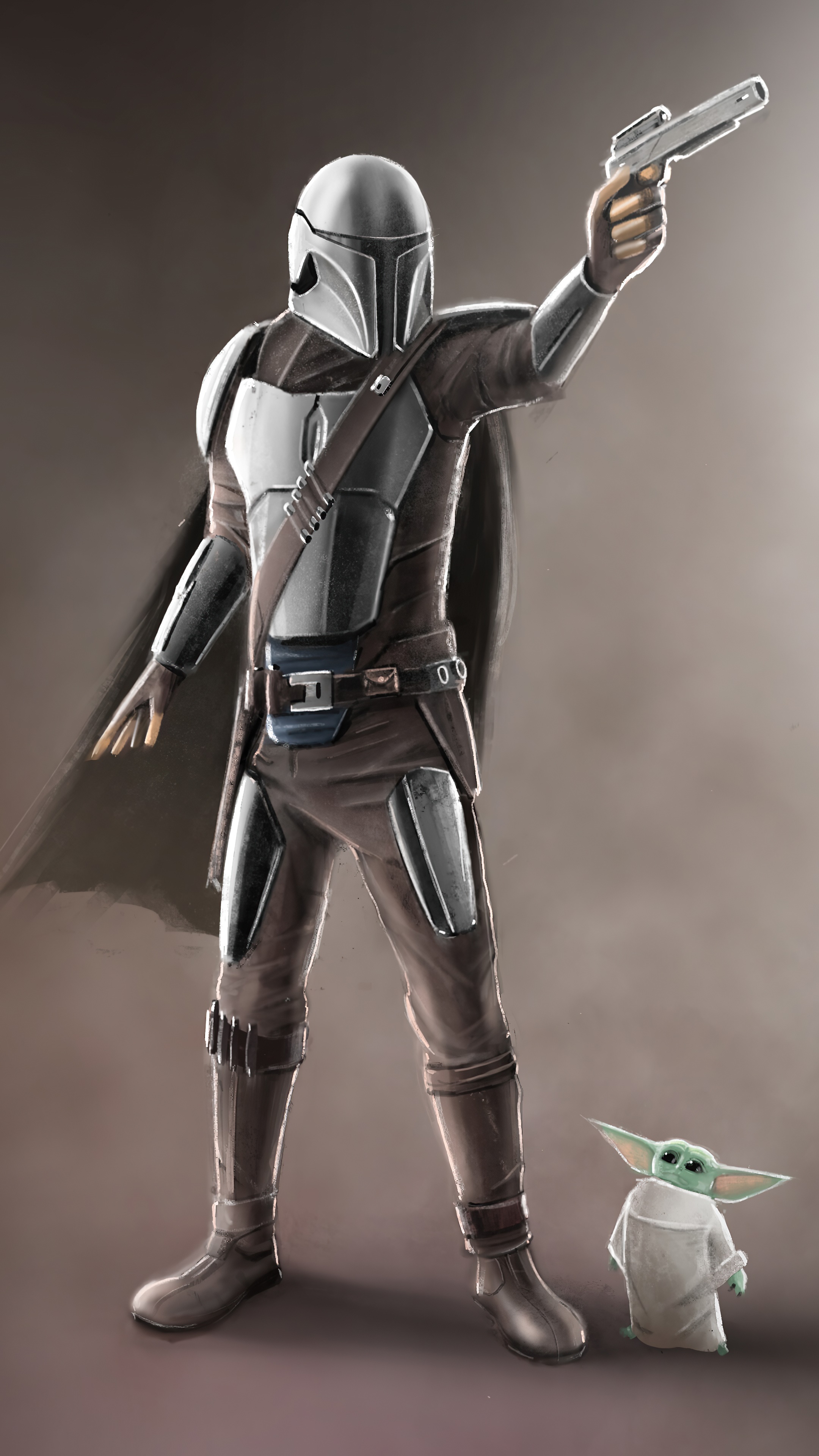 The Mandalorian and Grogu from Star Wars HD Phone Wallpaper