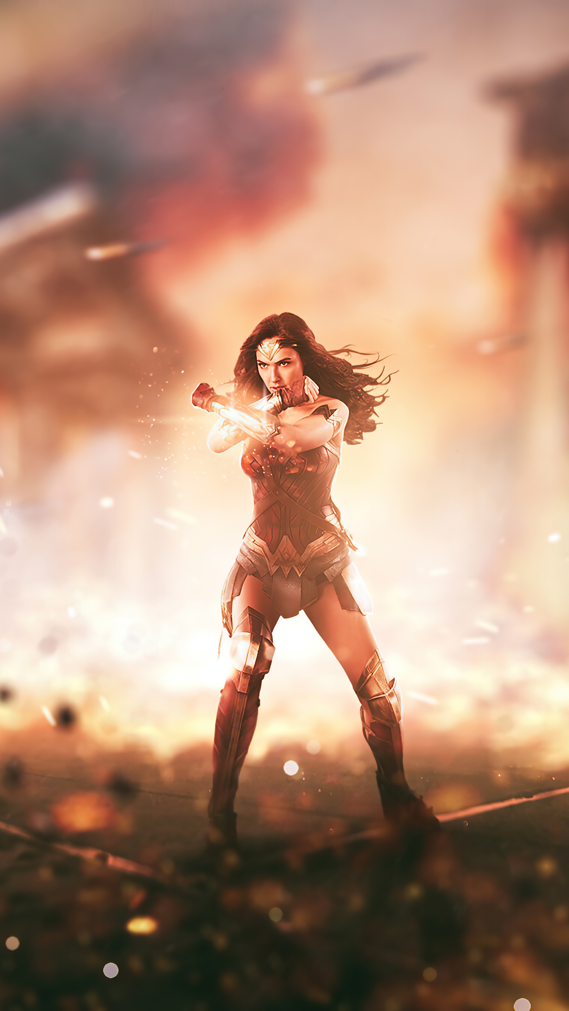 Wonder Woman in battle 4K HD Phone Wallpaper