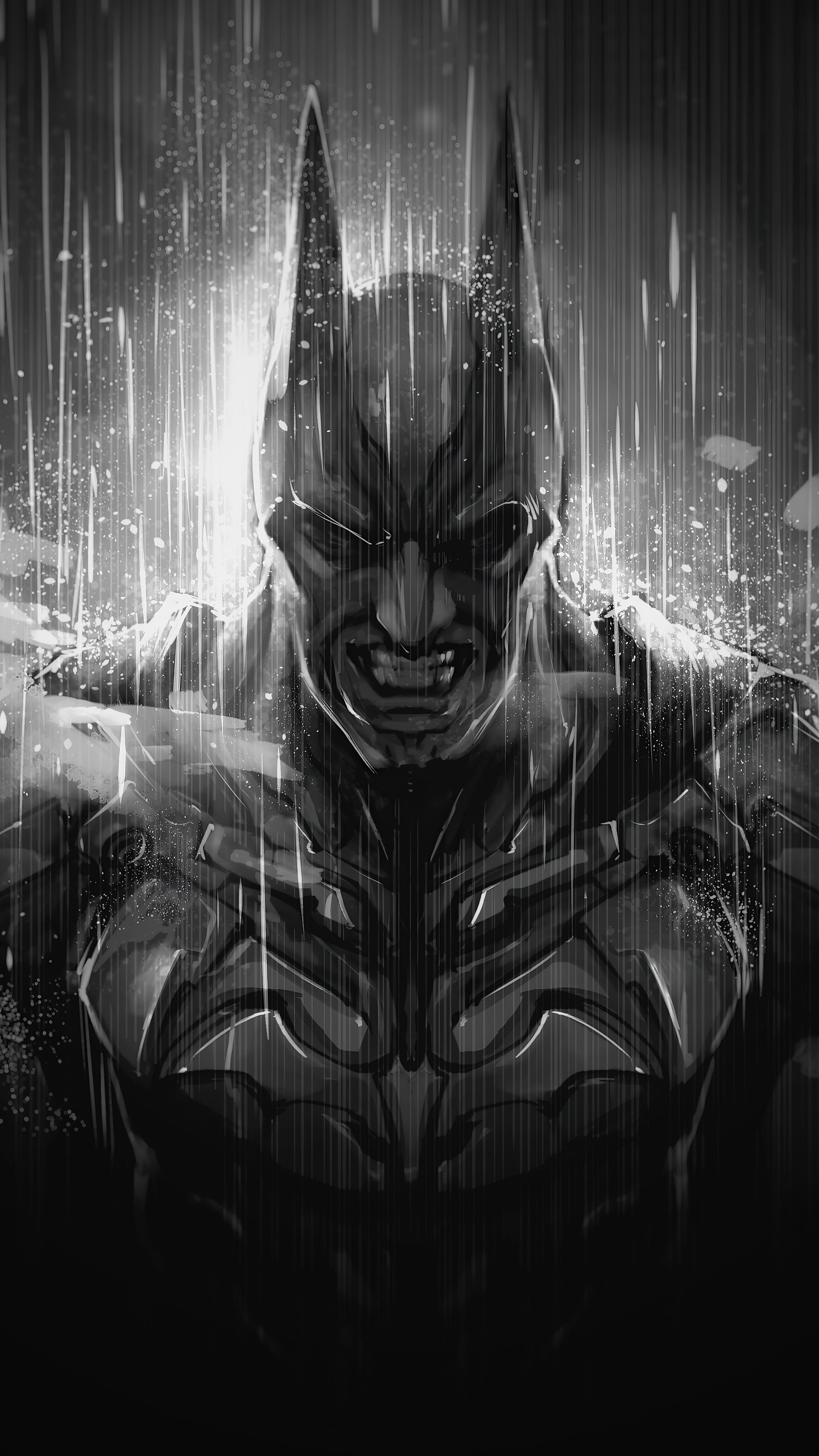 Batman in the rain artwork HD Phone Wallpaper