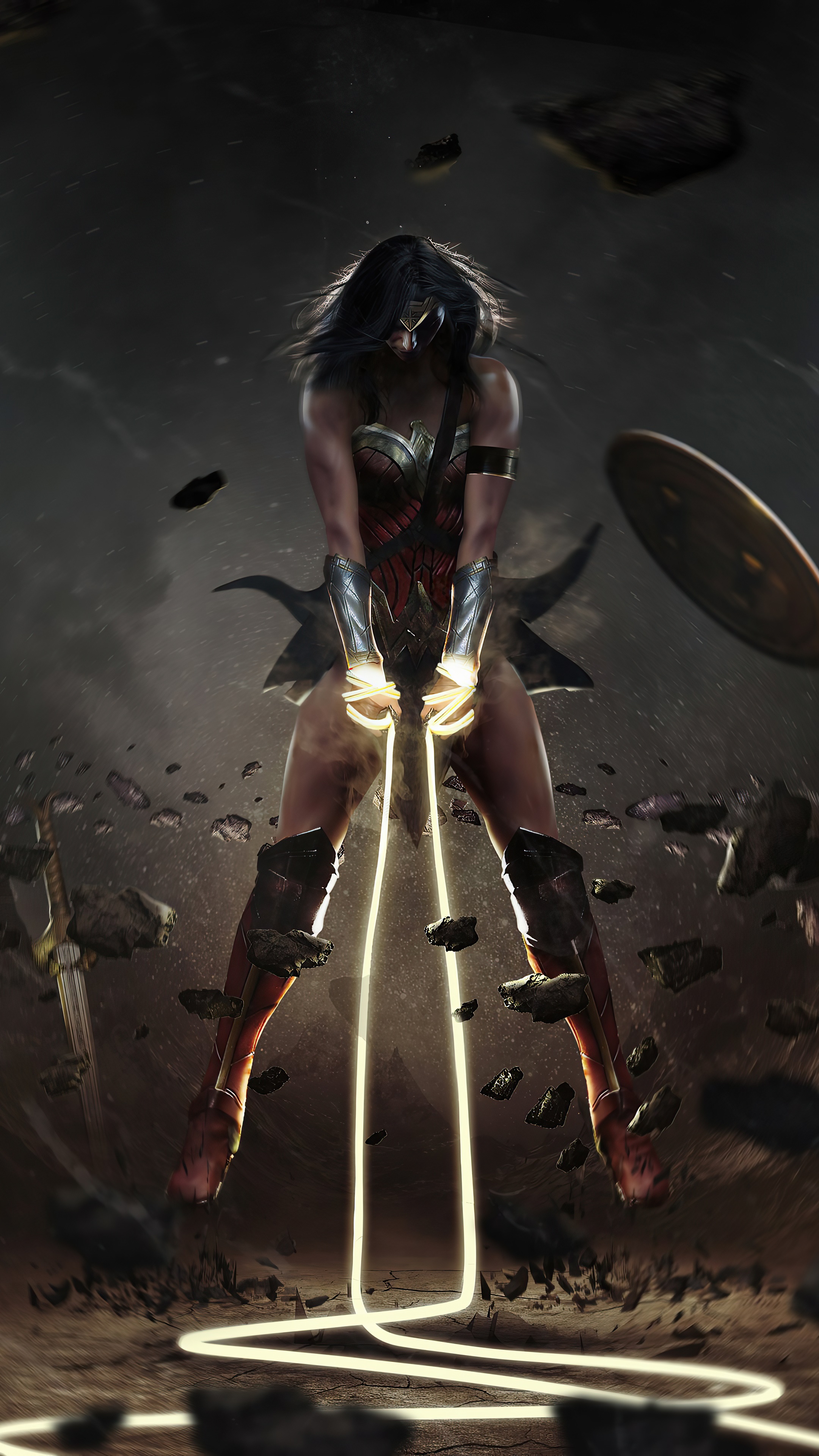 Wonder Woman with Lasso of Truth 4K HD Phone Wallpaper