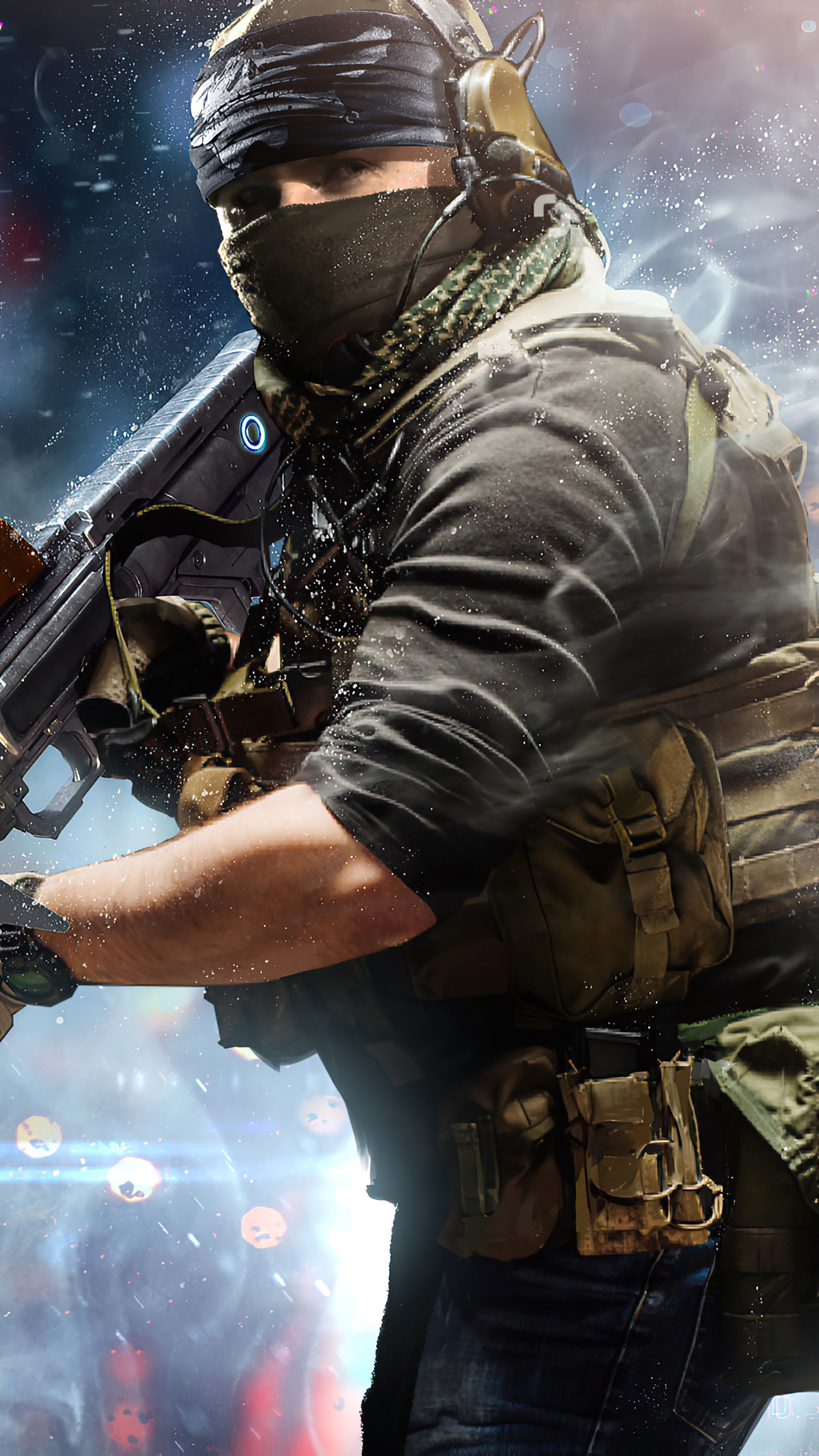 Soldier with rifle and tactical gear HD Phone Wallpaper