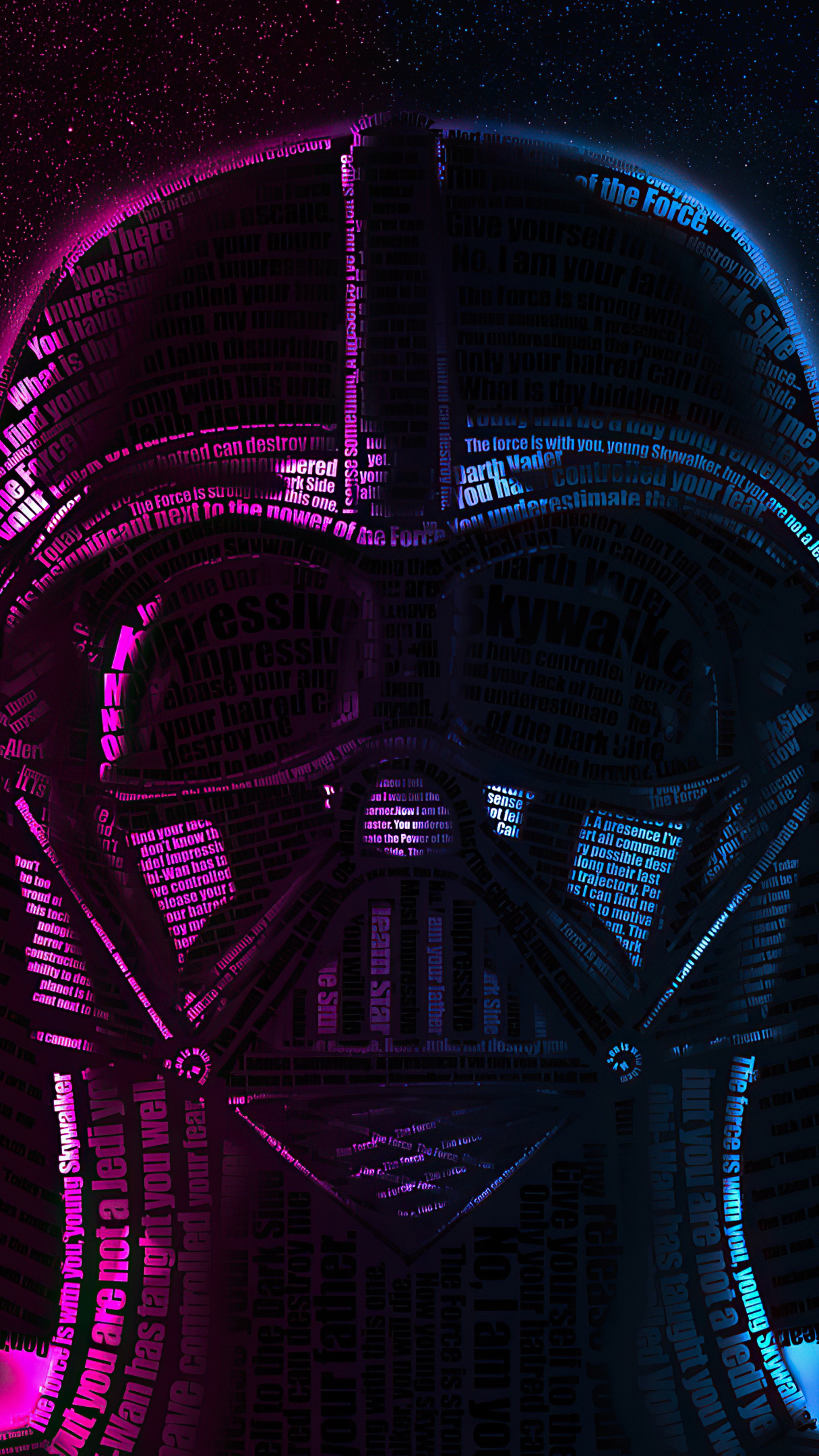 Darth Vader from Star Wars Typography Artwork HD Phone Wallpaper