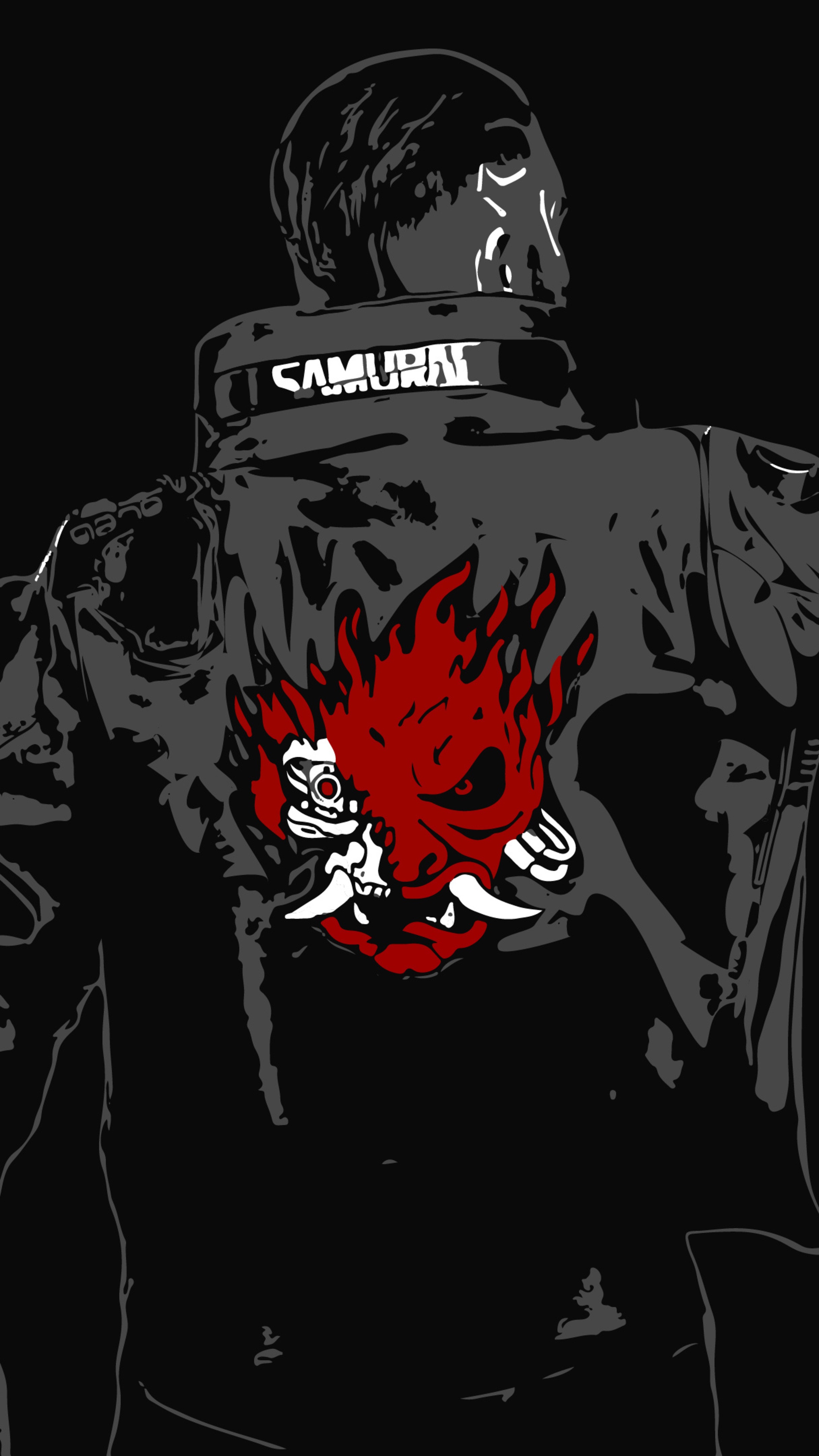 Samurai logo on a jacket from Cyberpunk 2077 HD Phone Wallpaper