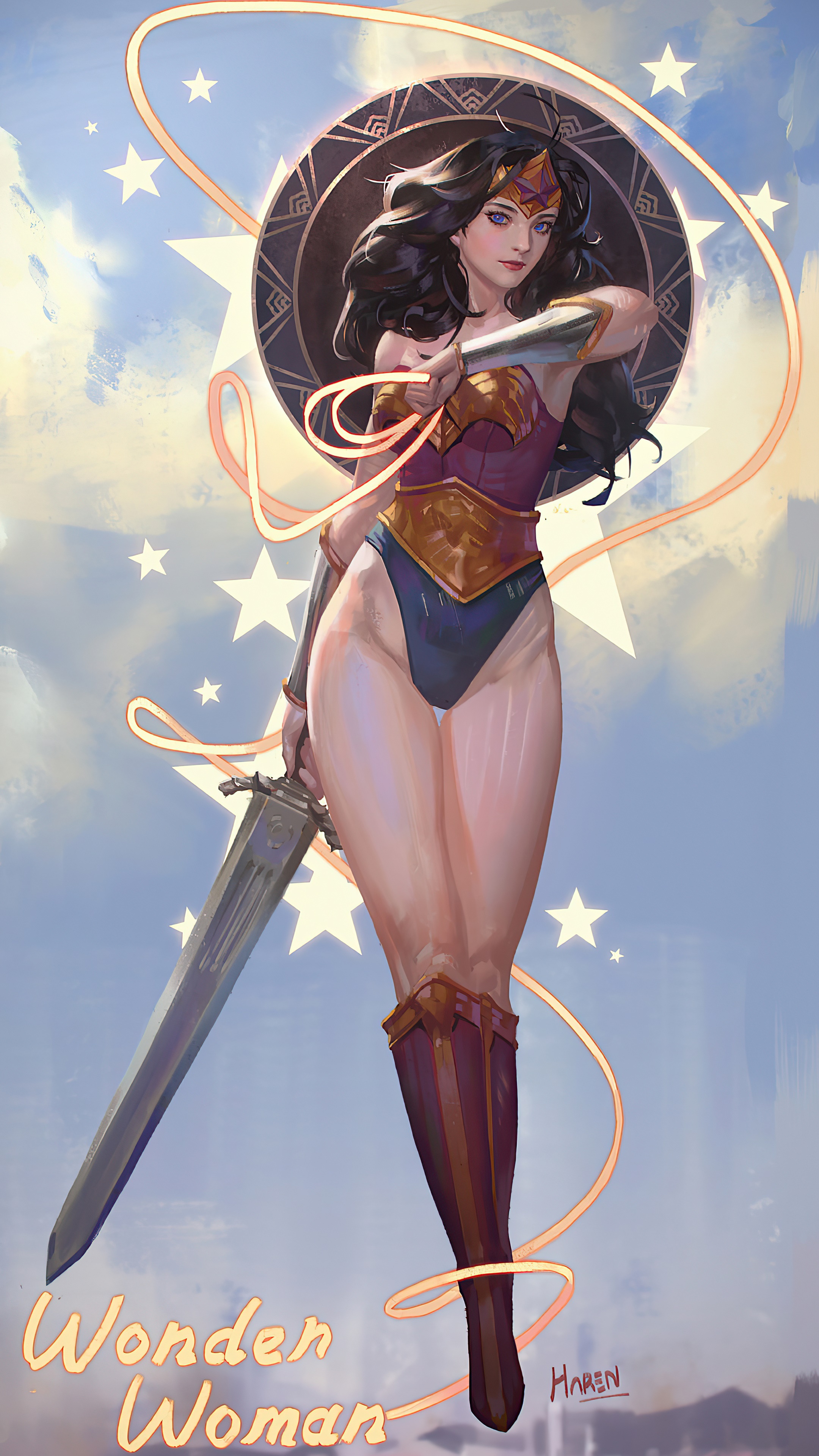 Wonder Woman artwork by Hharen HD Phone Wallpaper