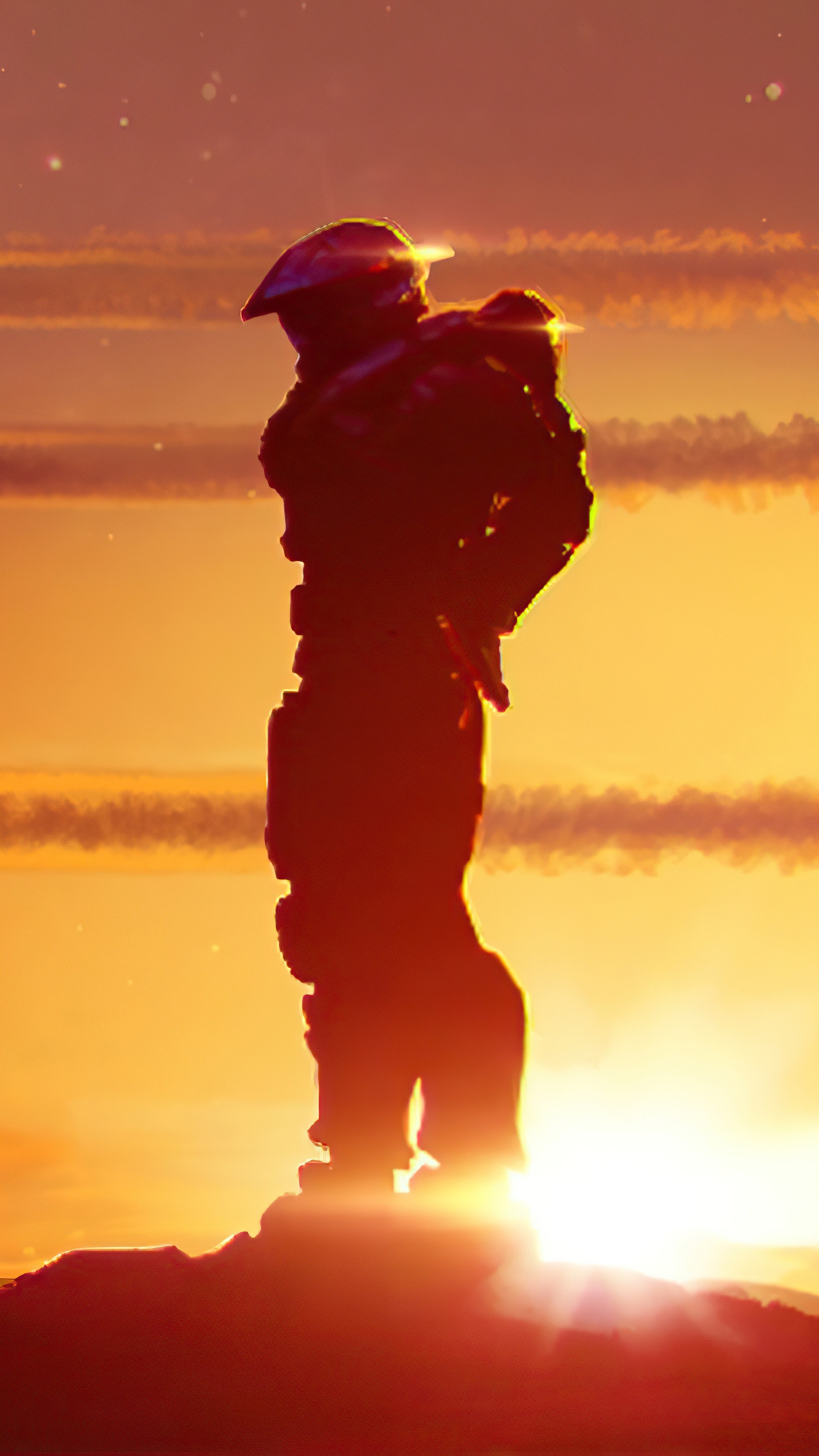Master Chief from Halo at sunset 4K HD Phone Wallpaper