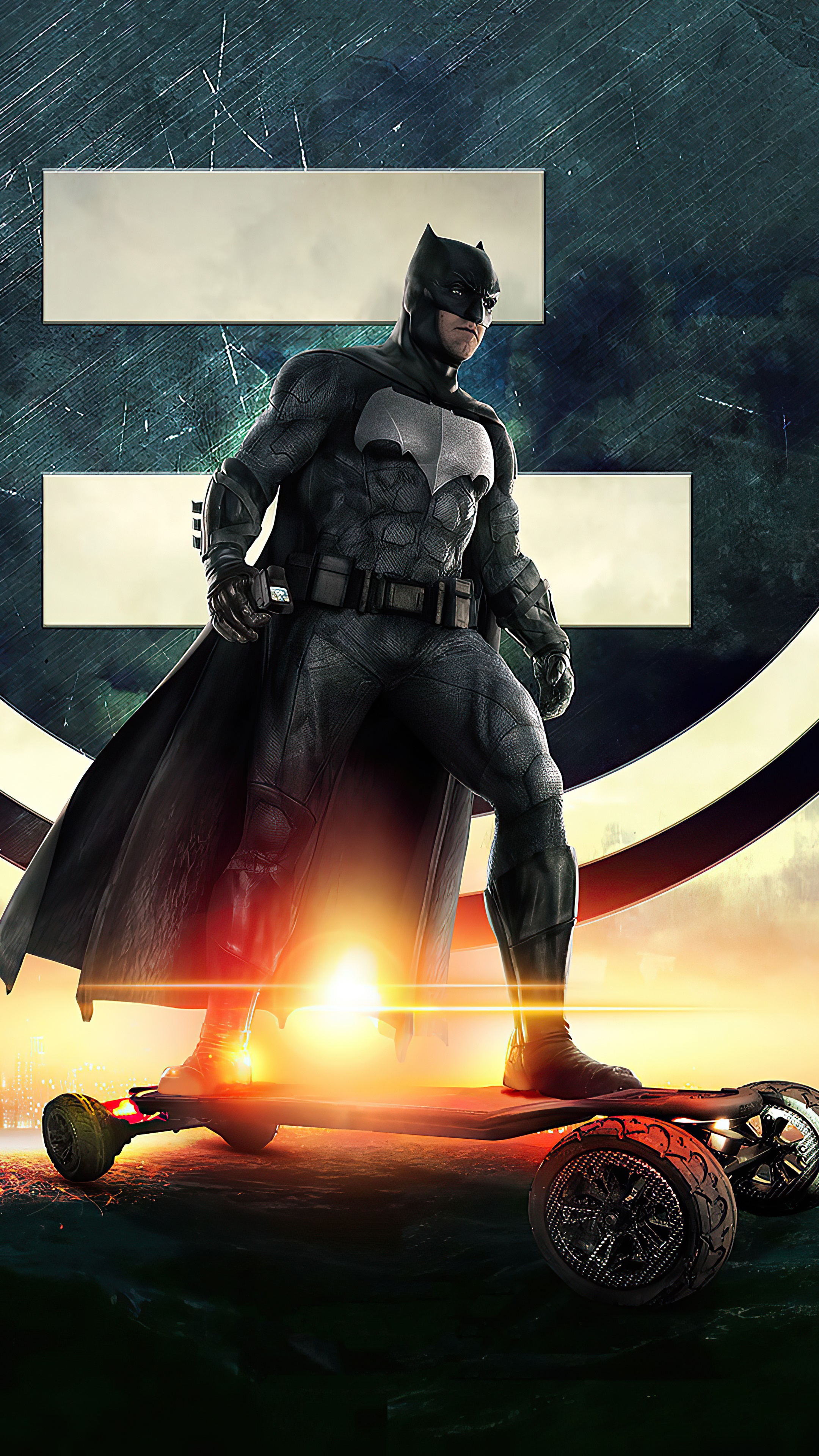 Batman on a hoverboard artwork HD Phone Wallpaper