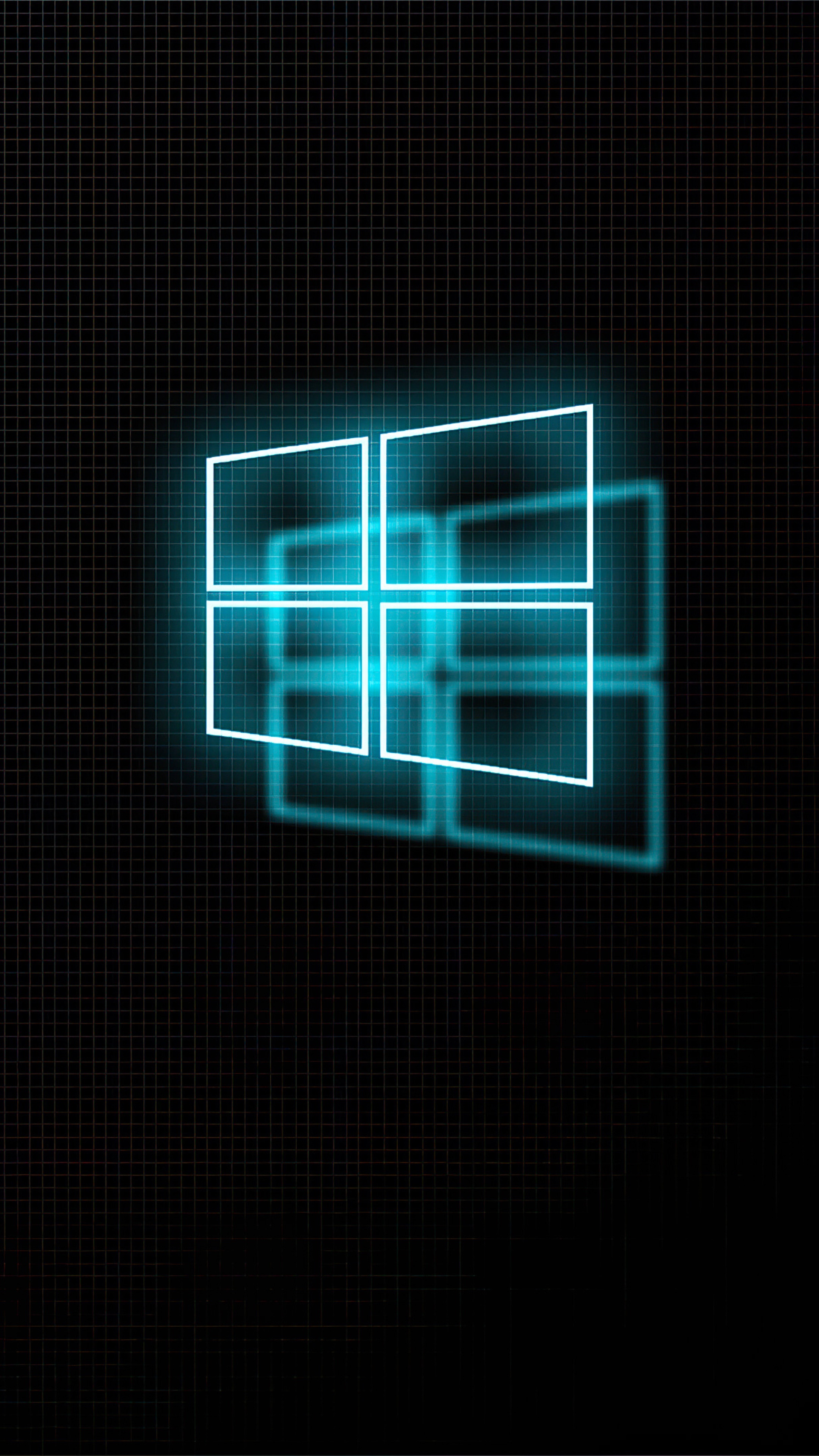 Windows 10 logo on a grid background HD Phone Wallpaper