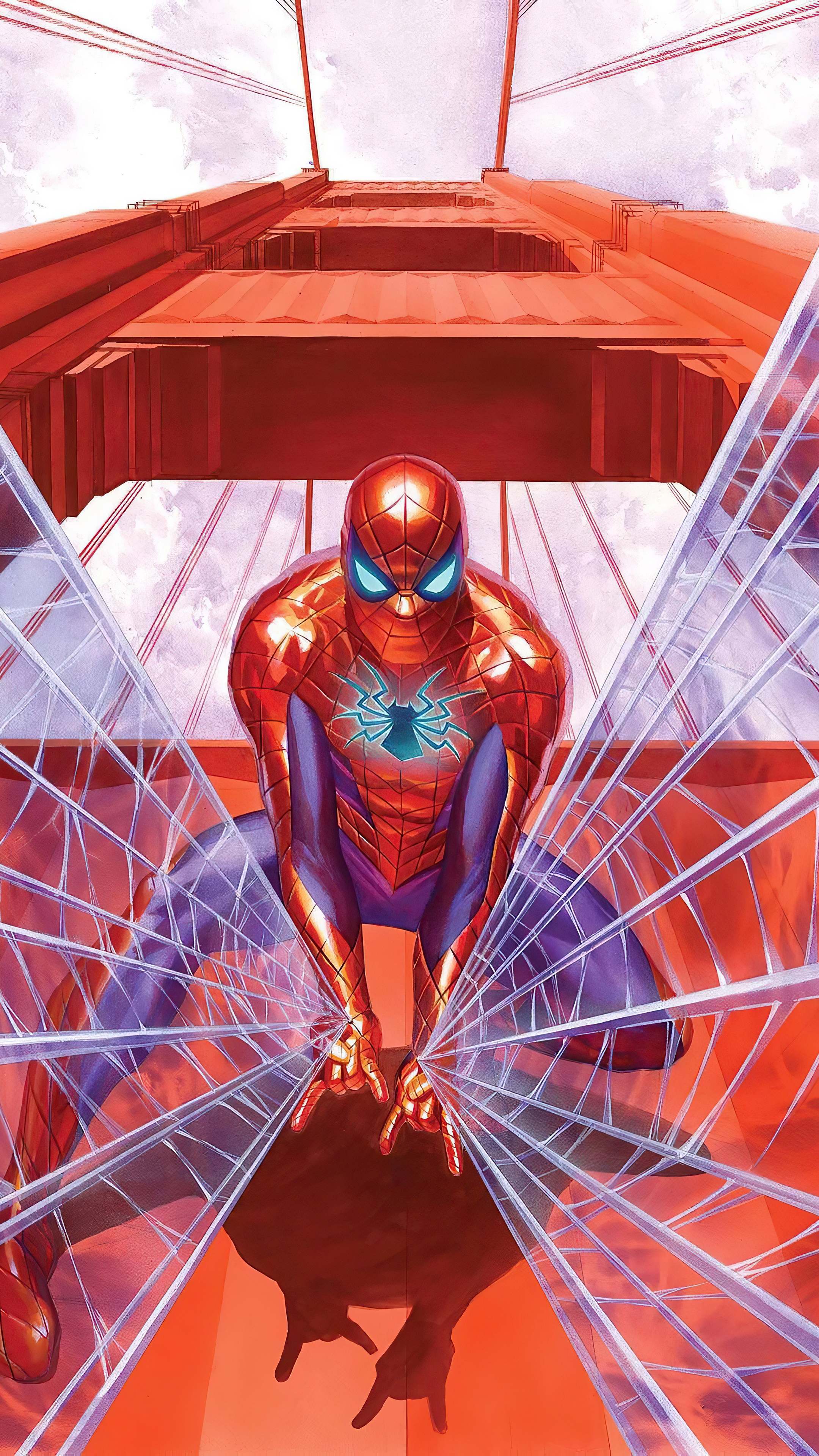 Spider-Man on Golden Gate Bridge HD Phone Wallpaper