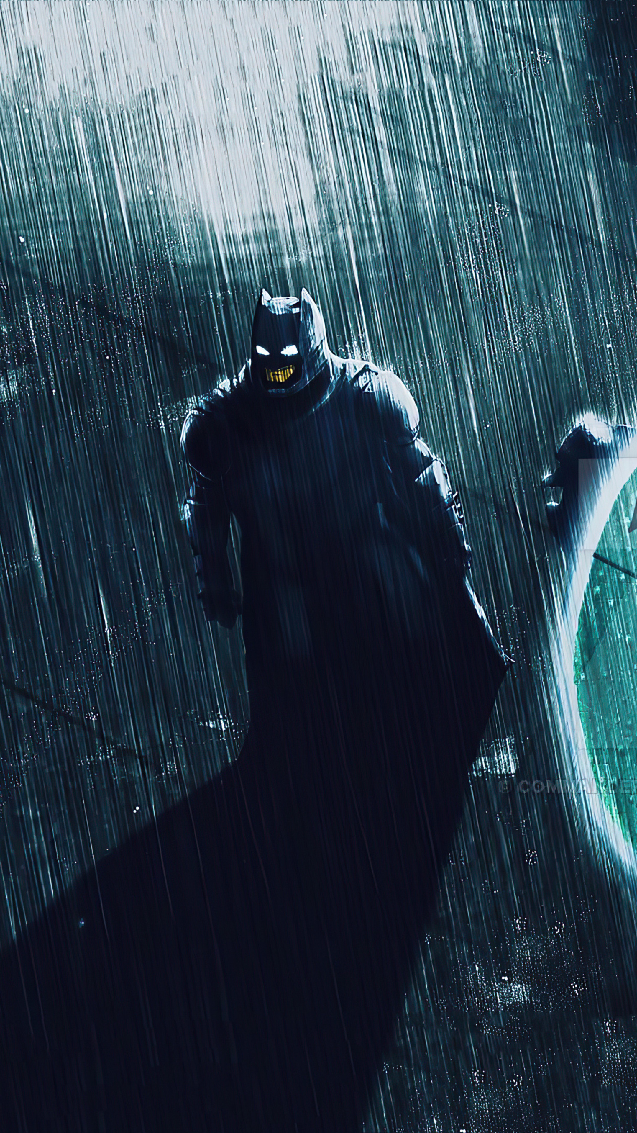 Batman in the rain artwork HD Phone Wallpaper