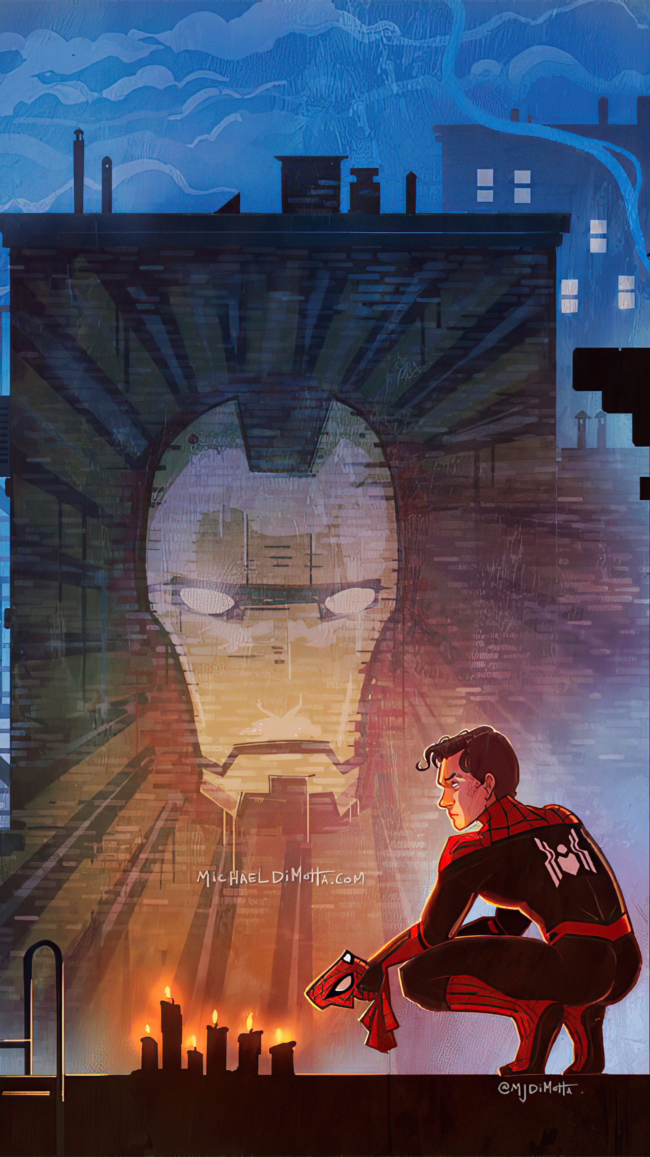 Spider-Man mourning Iron Man HD Phone Wallpaper