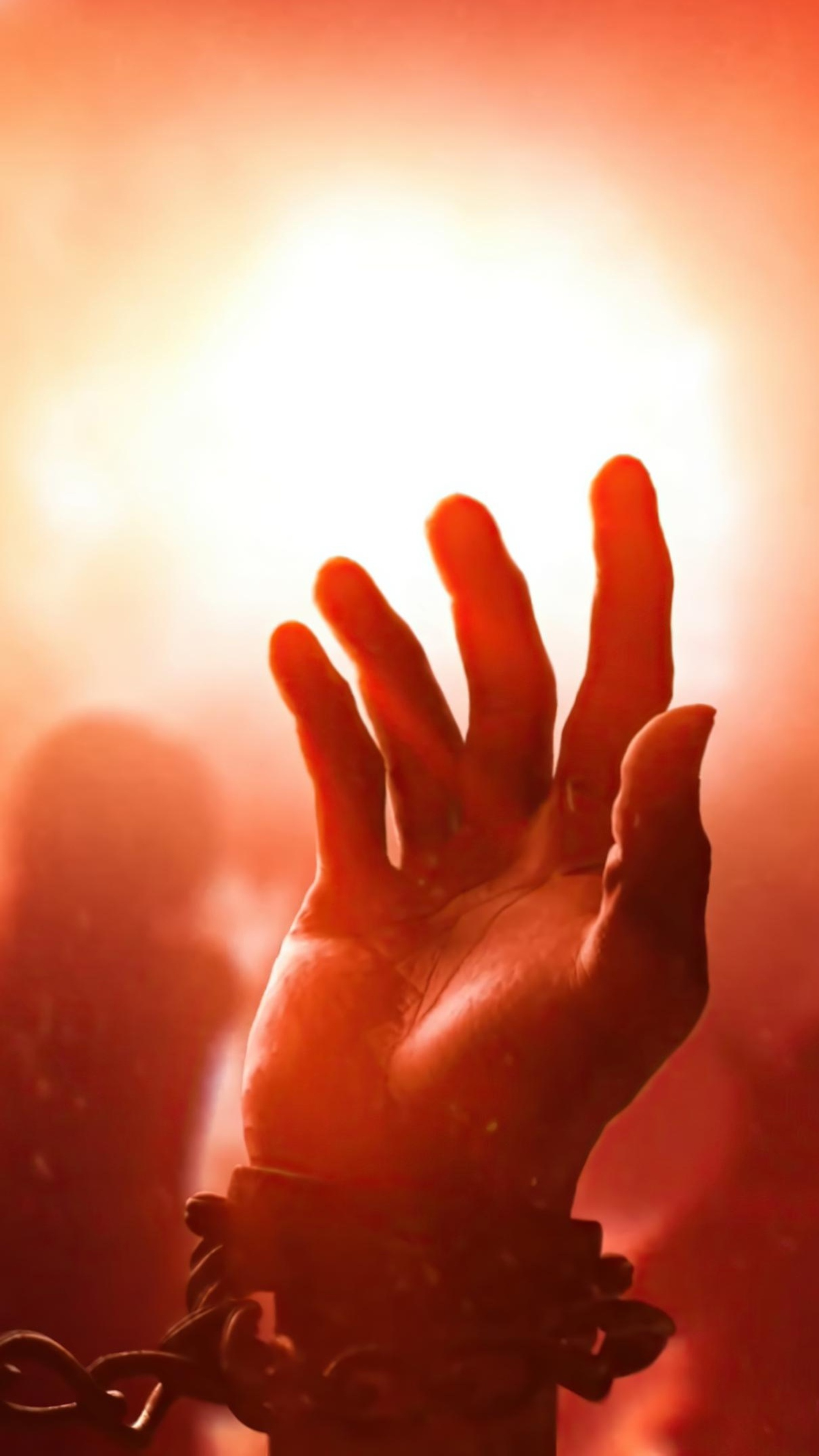 Hand chained in red light HD Phone Wallpaper