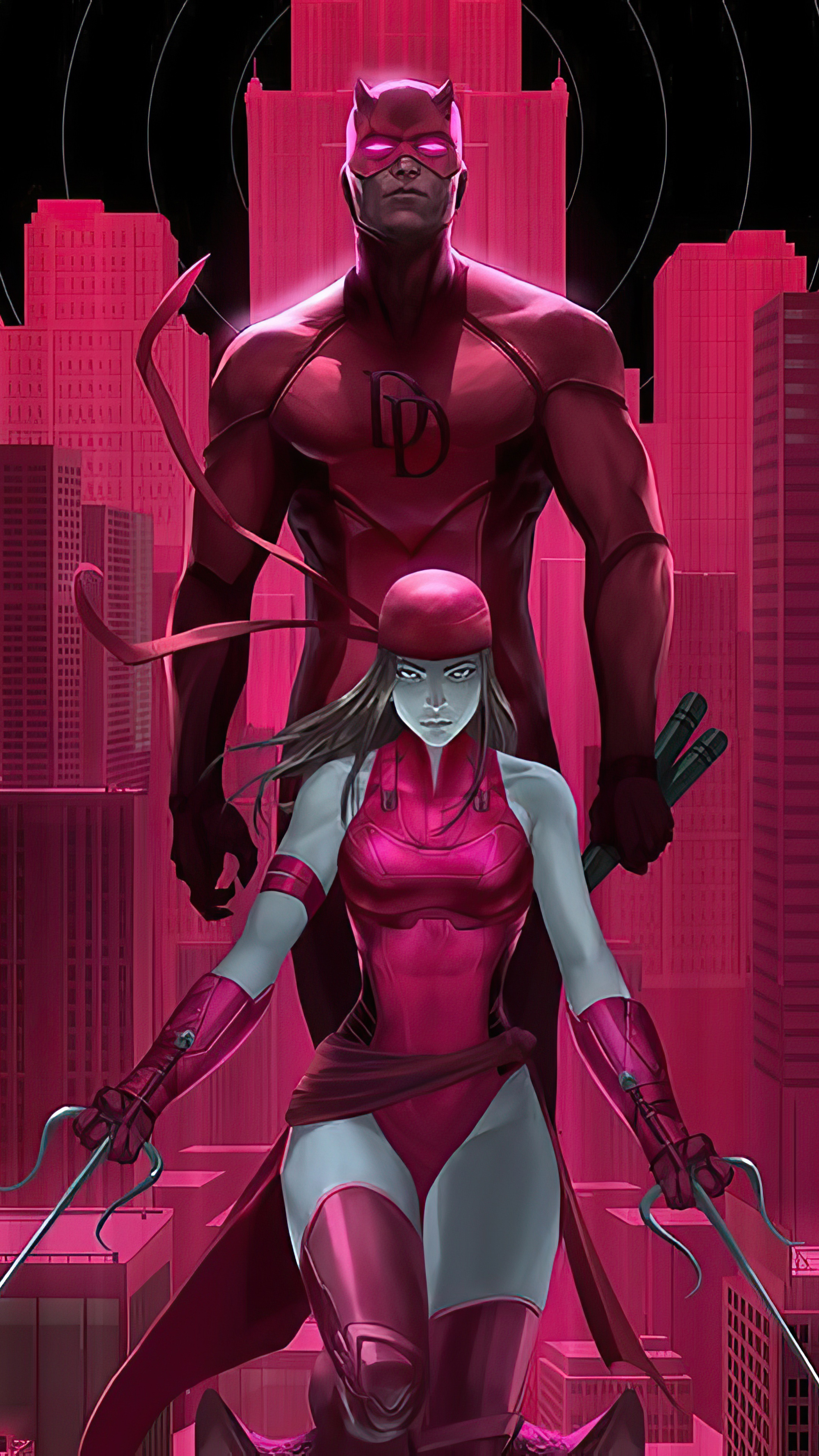 Daredevil and Elektra in New York City HD Phone Wallpaper