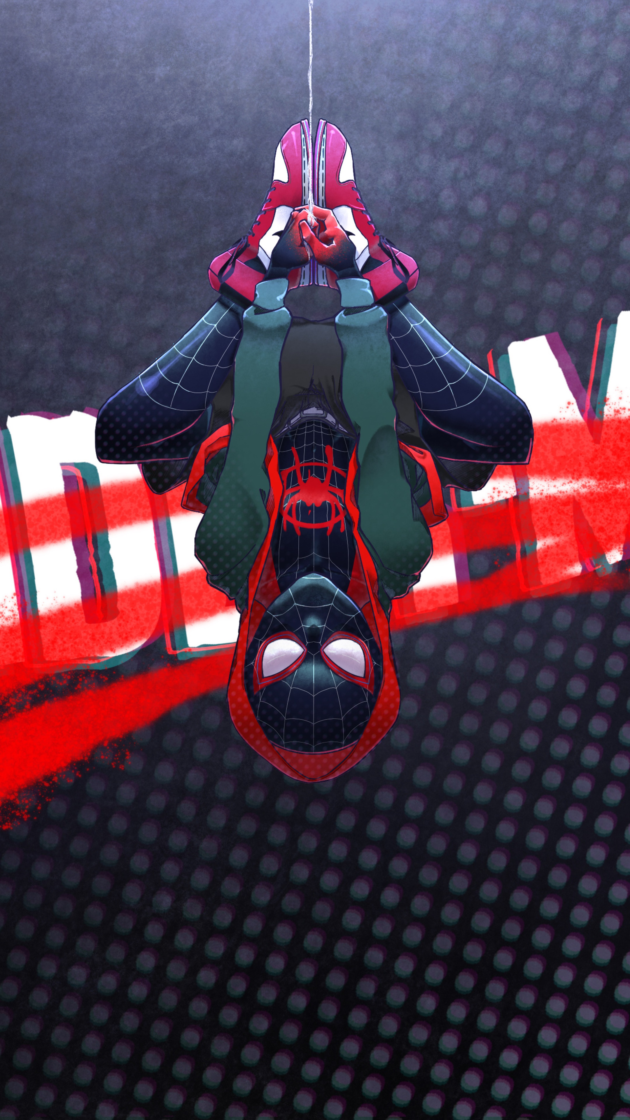 Spider-Man from Marvel Comics hanging upside down HD Phone Wallpaper