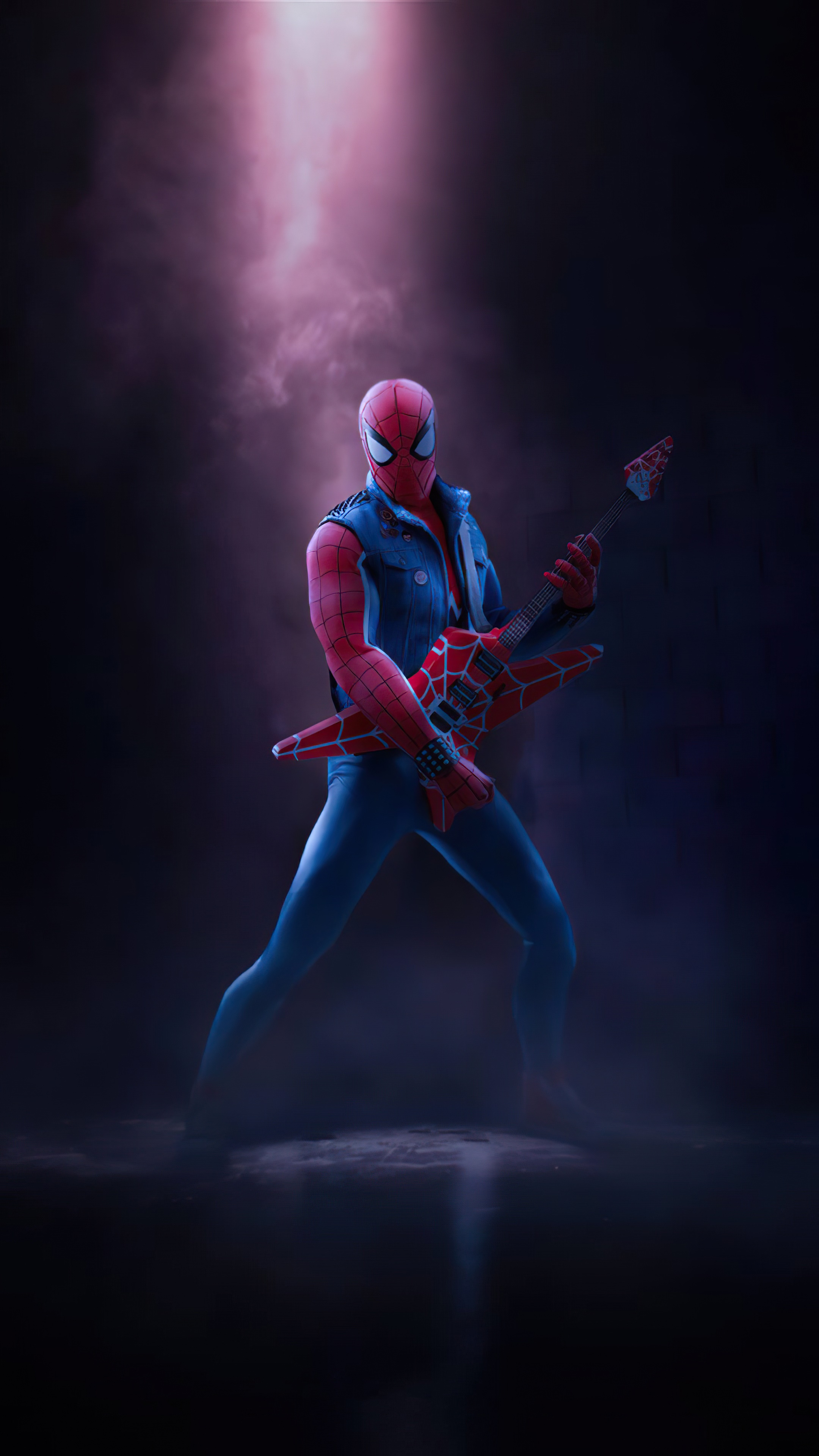 Spider-Man playing a guitar HD Phone Wallpaper