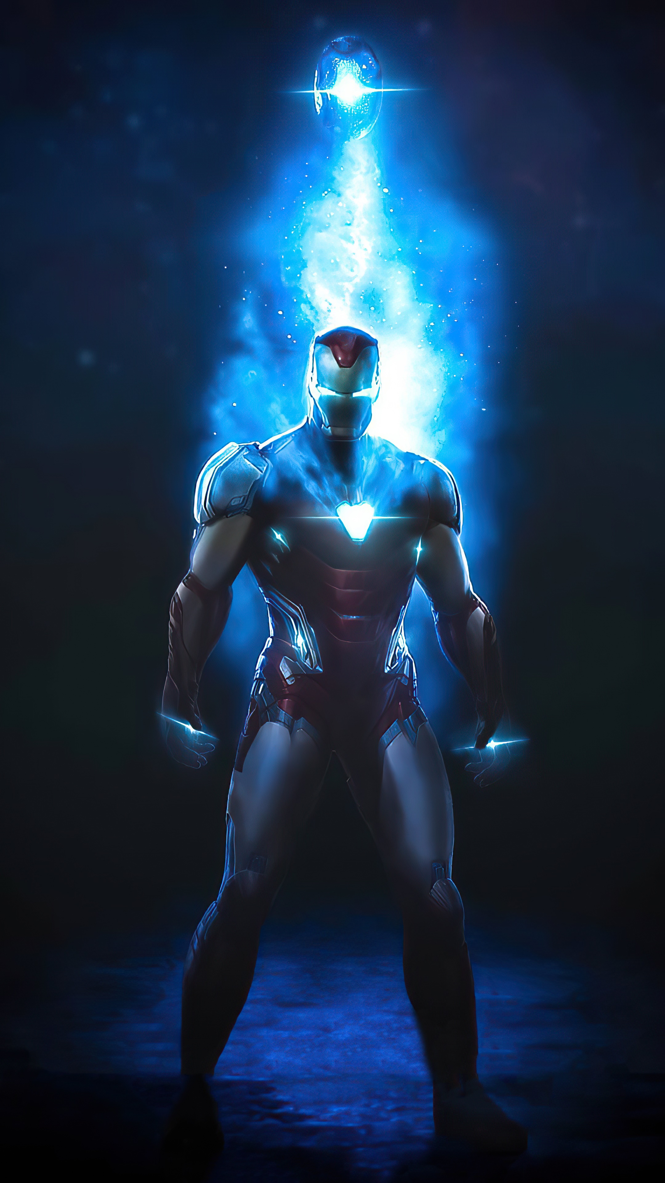 Iron Man with Blue Energy Effect HD Phone Wallpaper