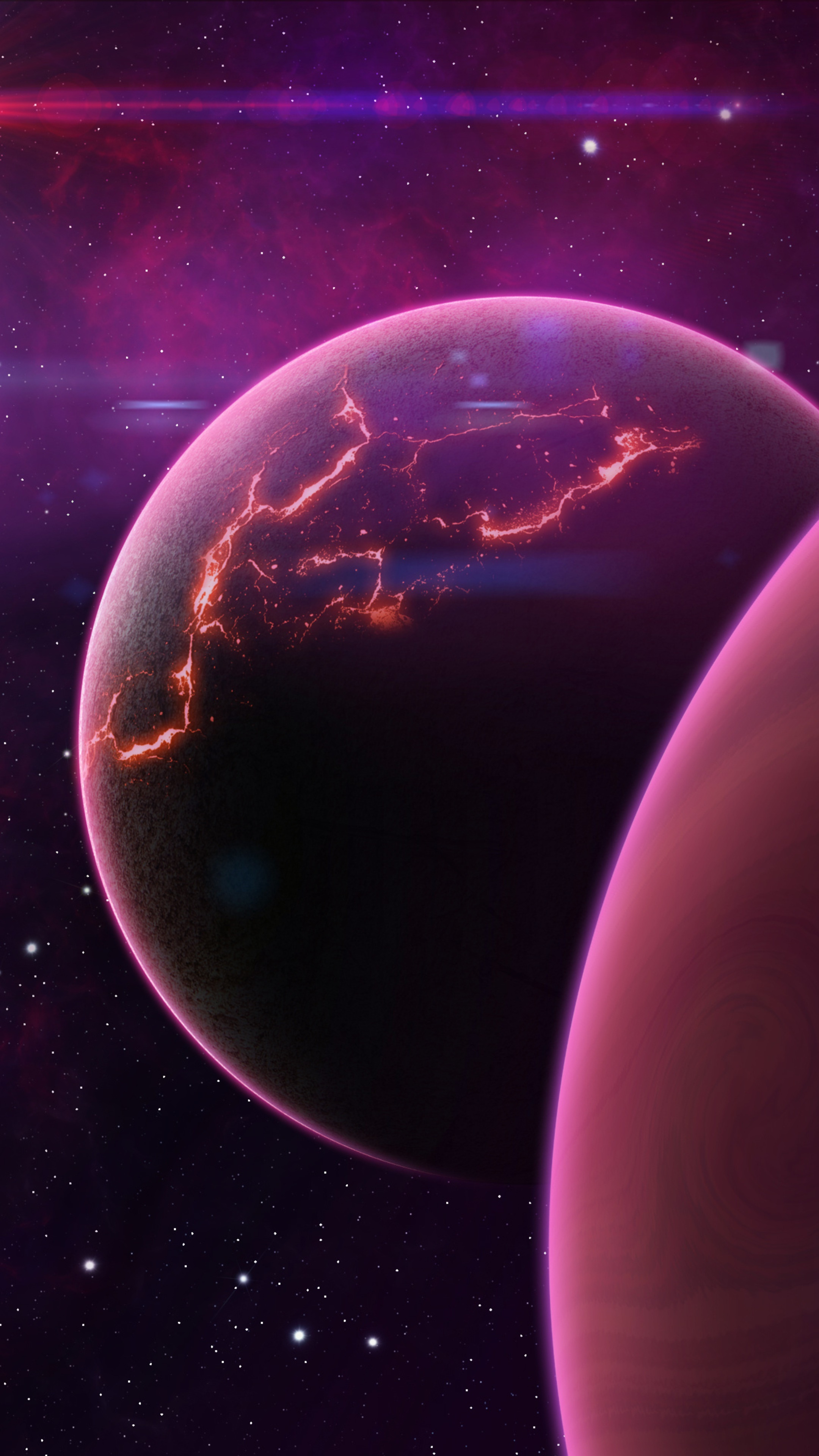 Digital universe artwork with planets HD Phone Wallpaper
