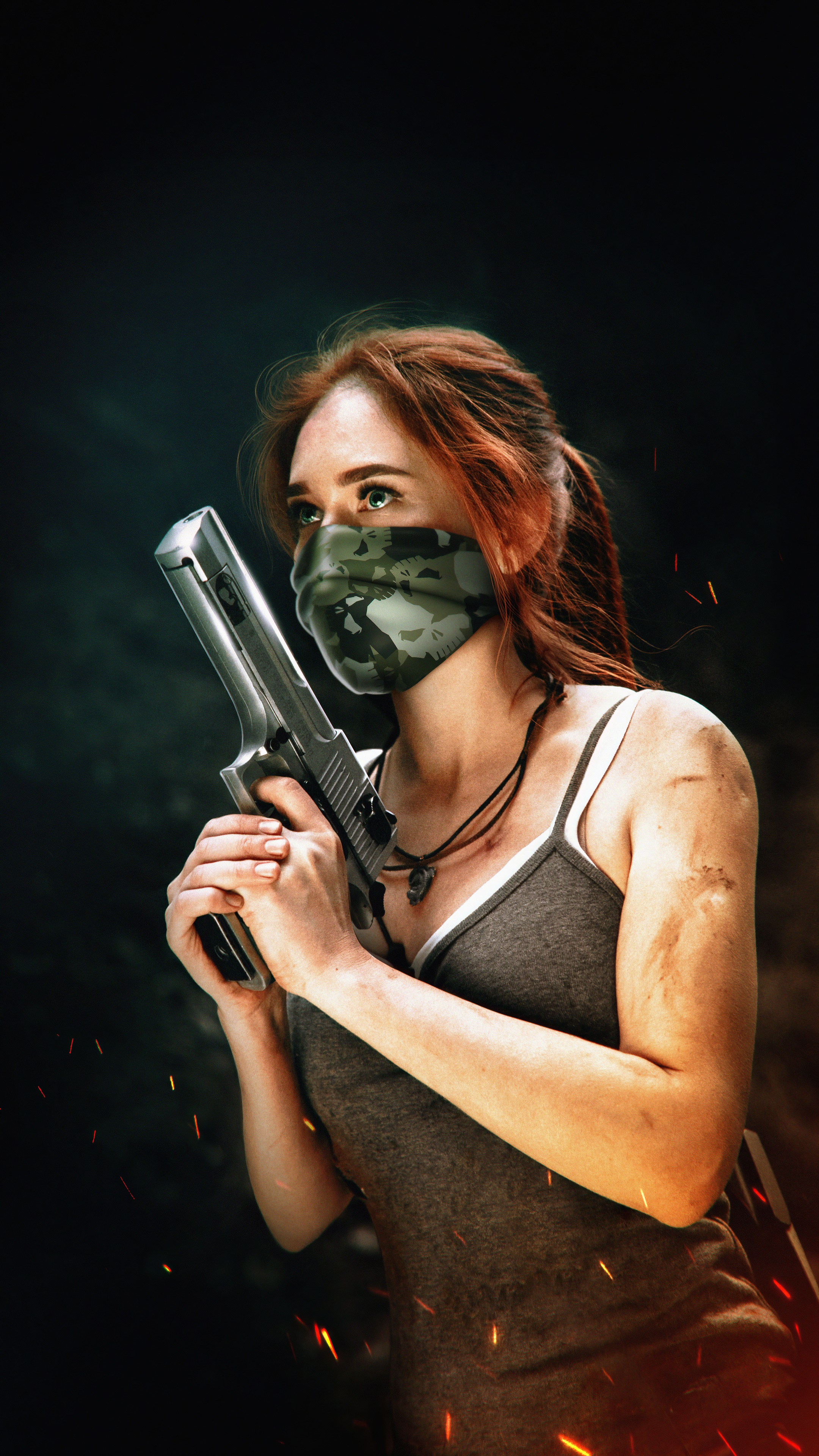 Lara Croft from Tomb Raider holding a gun HD Phone Wallpaper