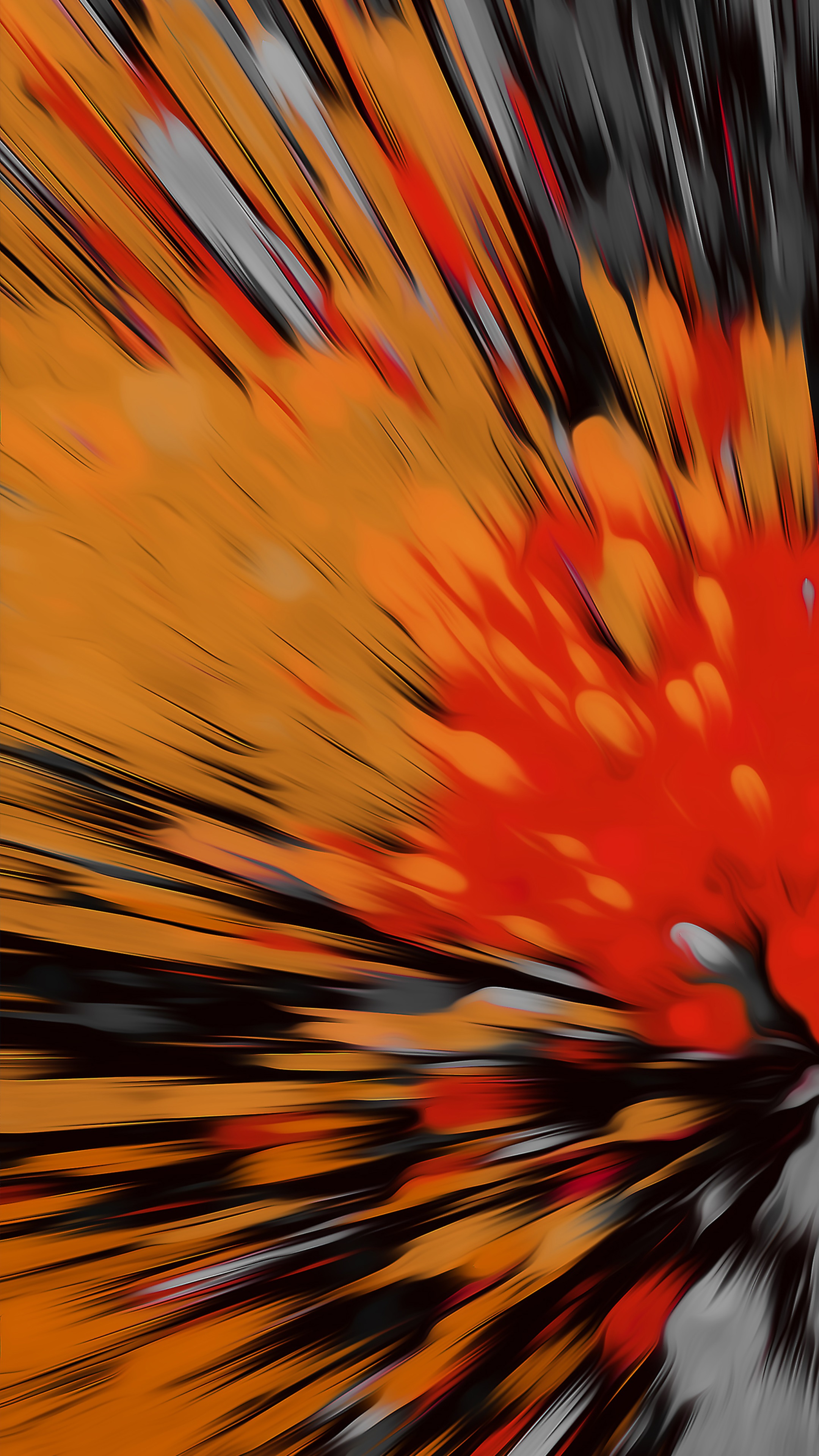 Abstract digital art with orange and red streaks HD Phone Wallpaper