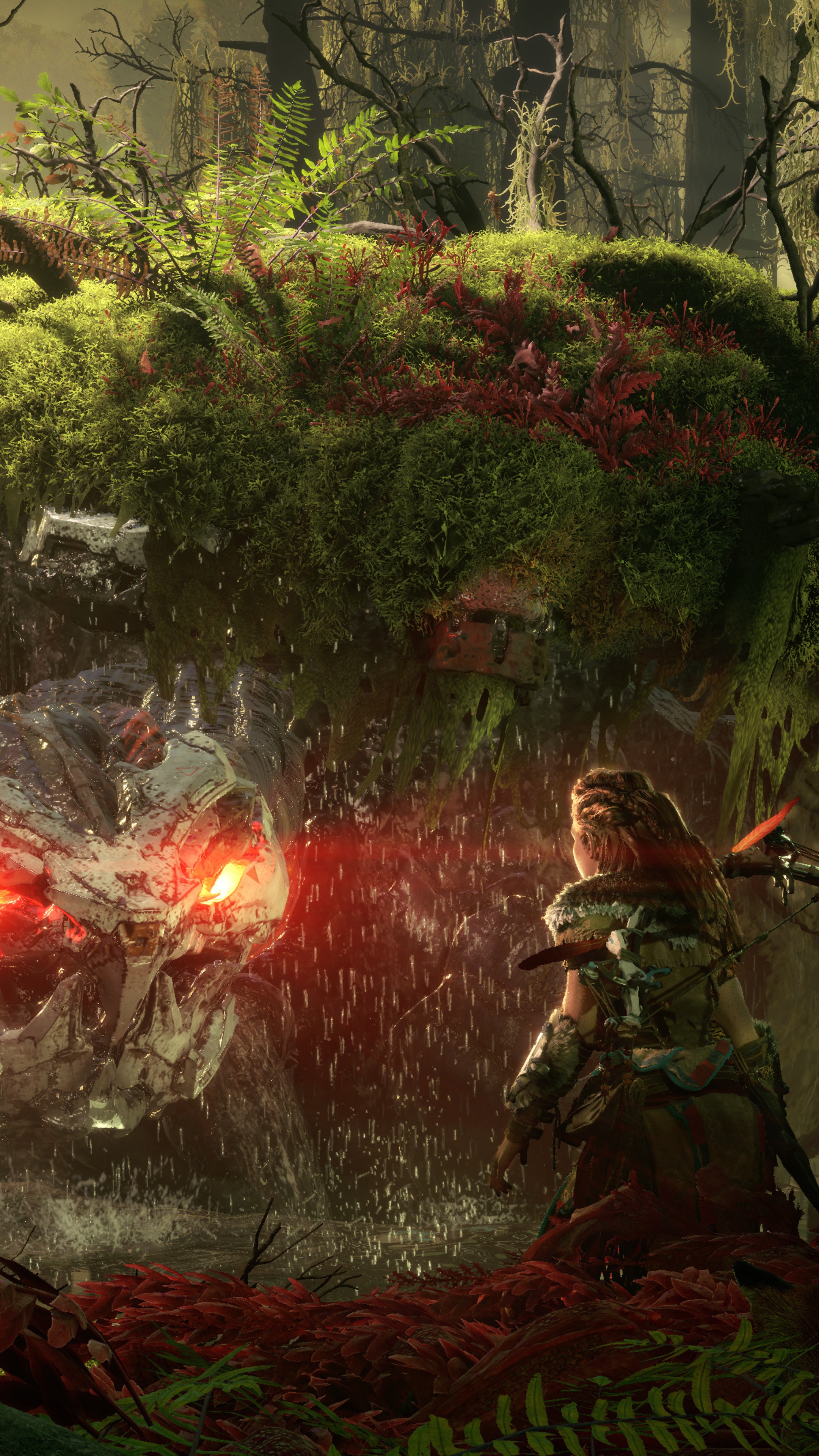 Aloy from Horizon Forbidden West fighting a machine HD Phone Wallpaper
