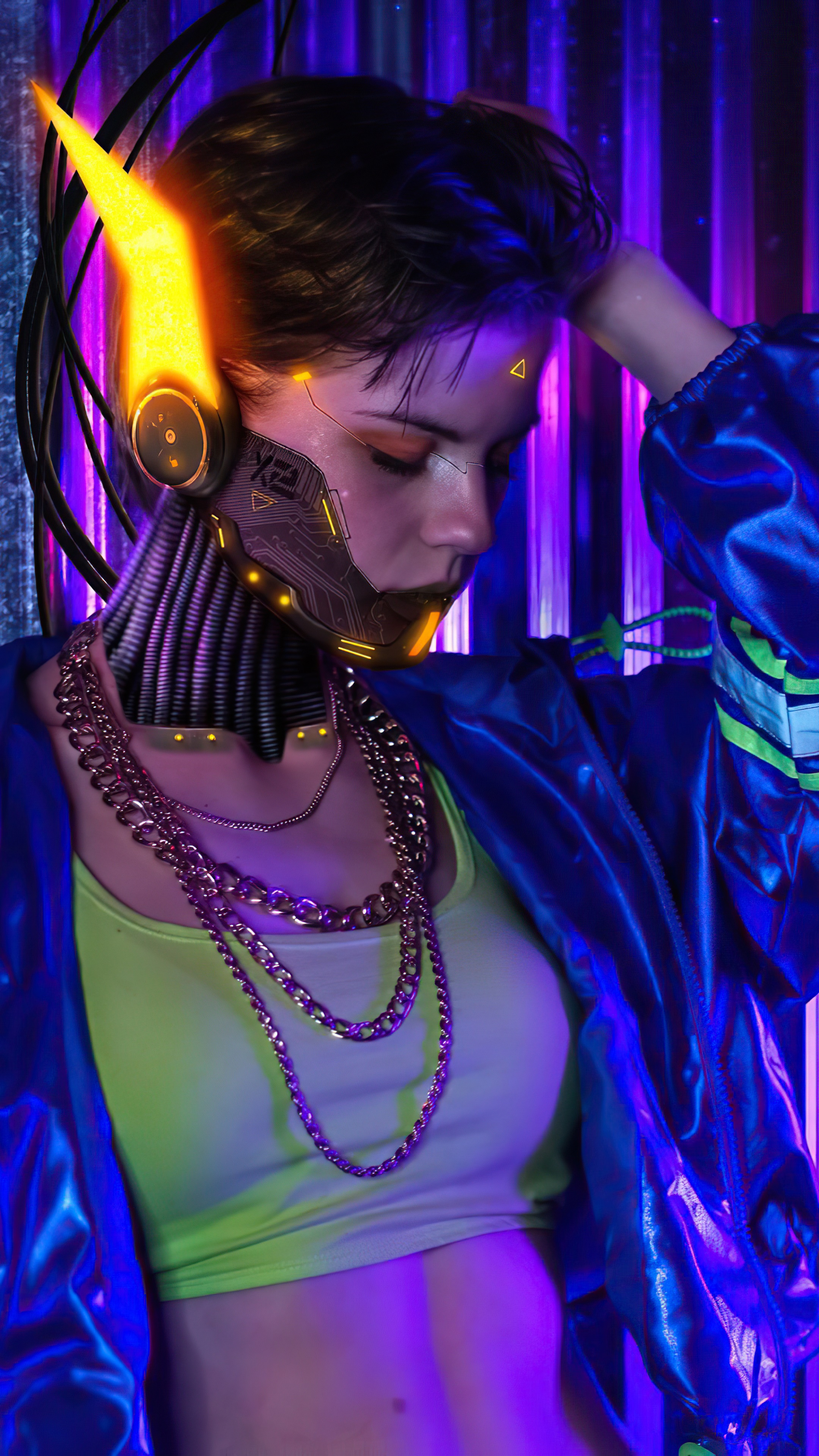 Cyberpunk 2077 cosplay with futuristic implants HD Phone Wallpaper