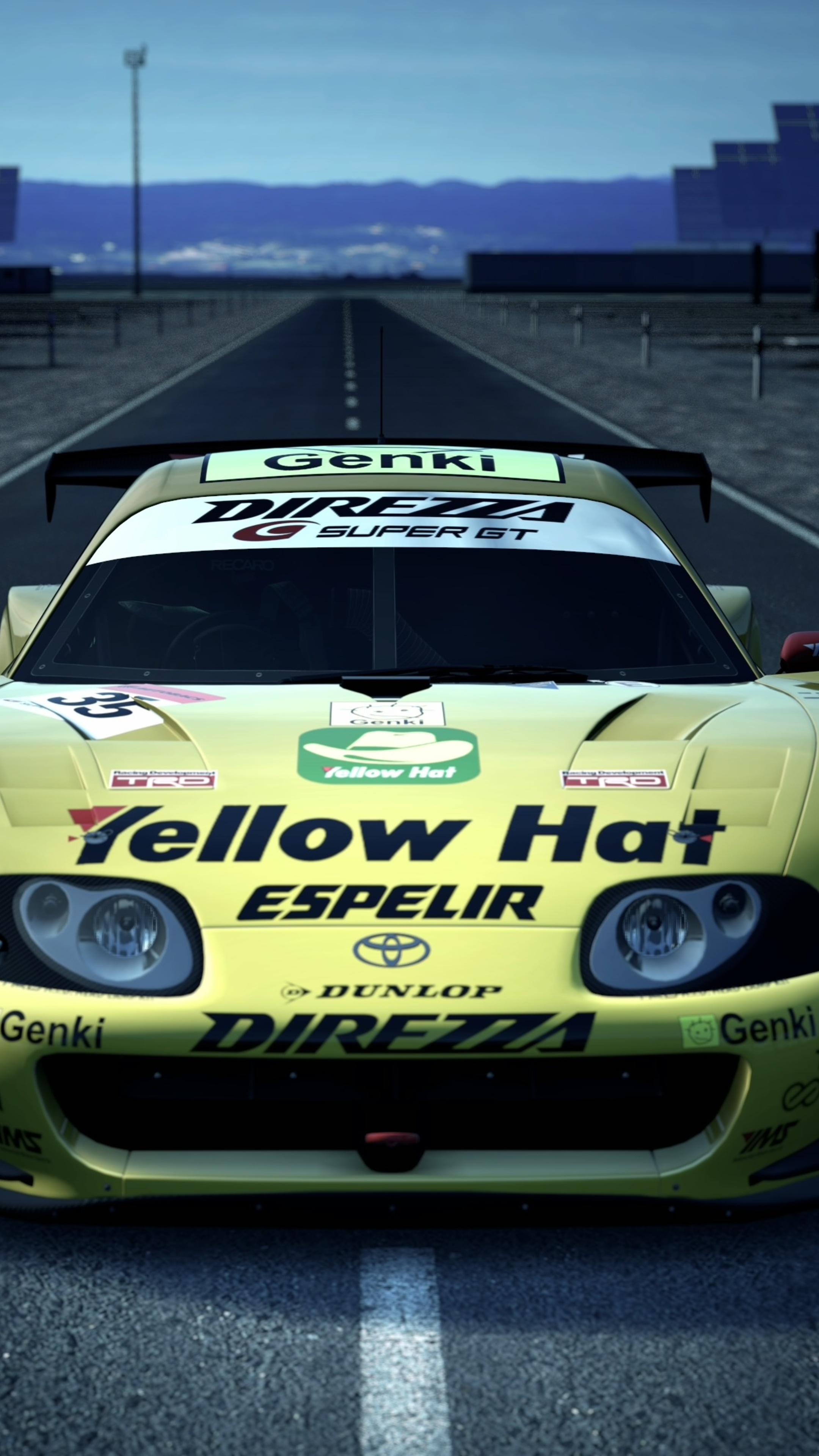 Yellow Toyota Supra GT Super GT race car HD Phone Wallpaper