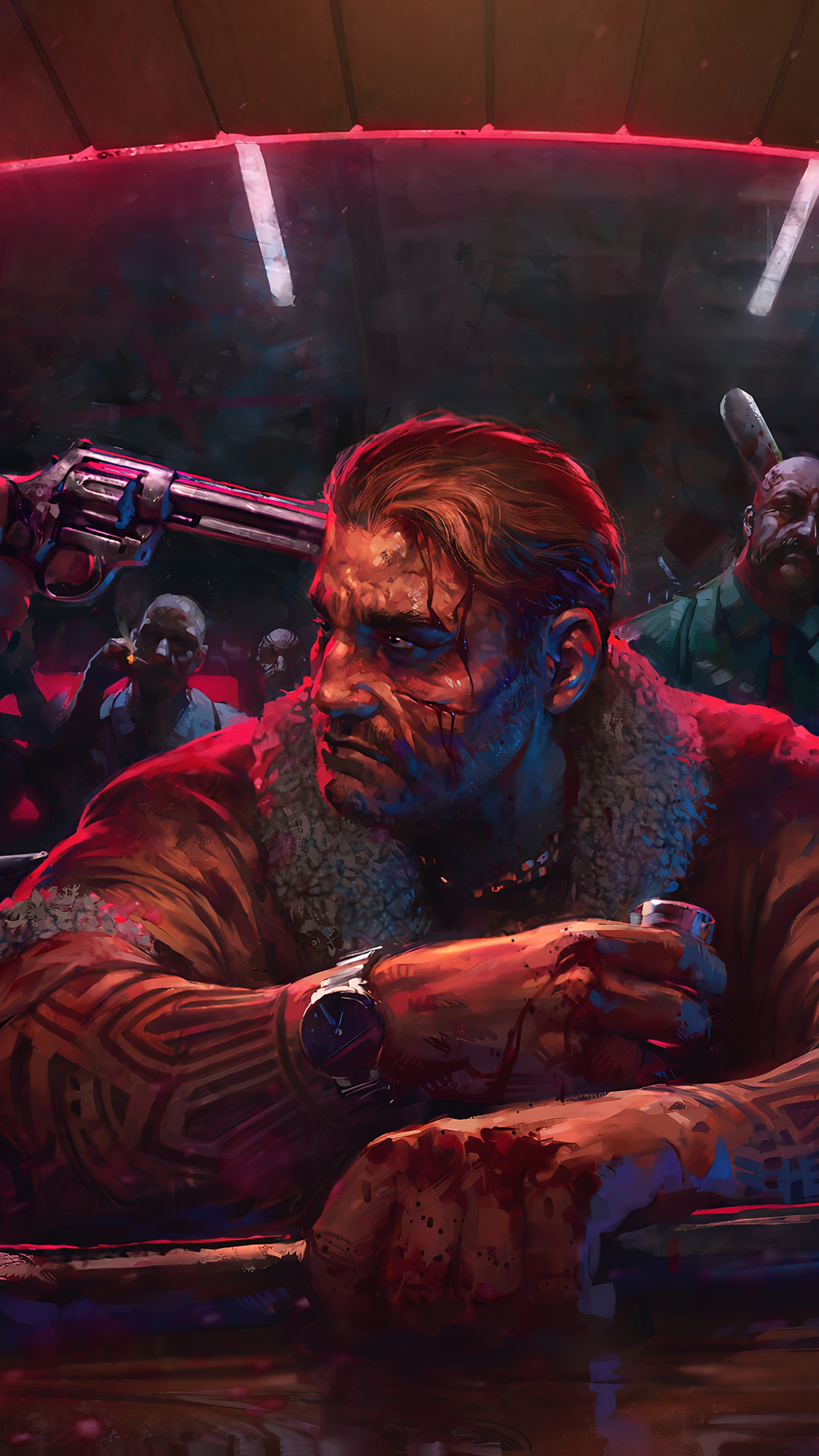 Man with gun to head in bar HD Phone Wallpaper