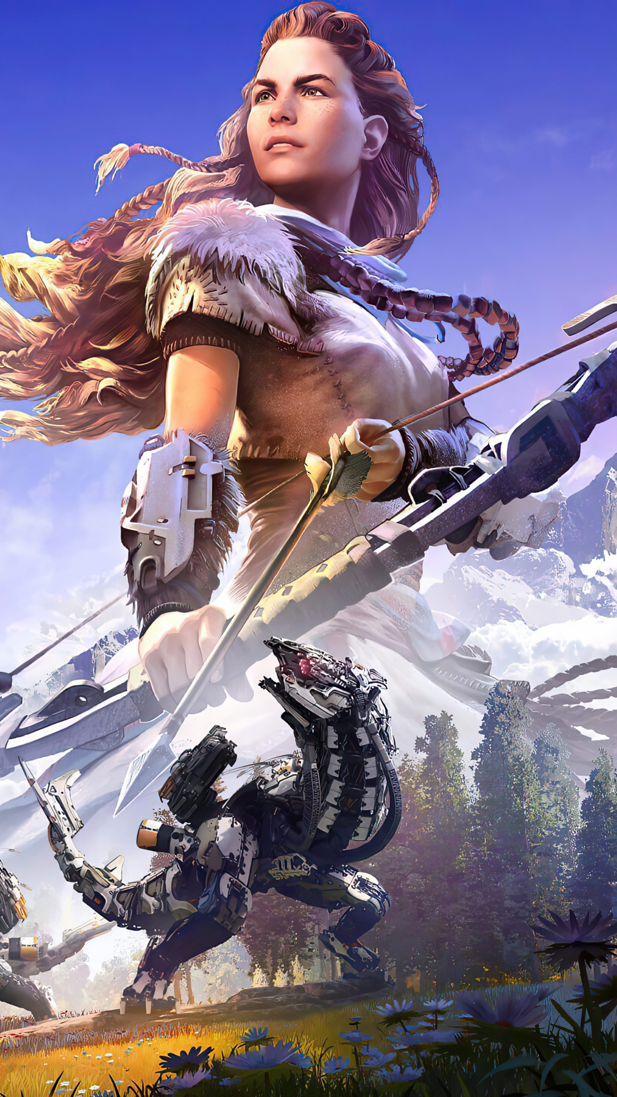Aloy from Horizon Forbidden West with a machine HD Phone Wallpaper