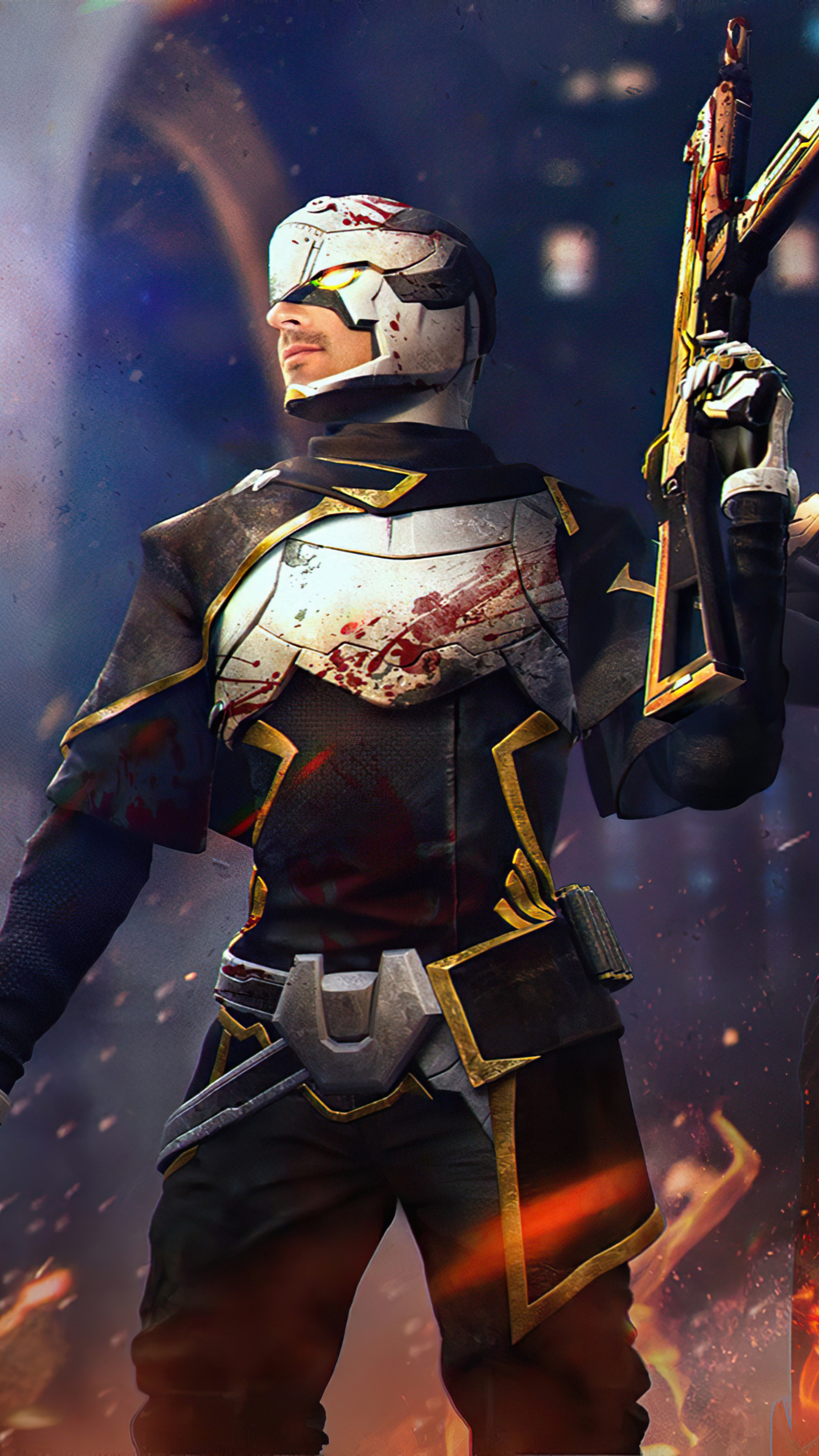 Character from Garena Free Fire holding a gun HD Phone Wallpaper
