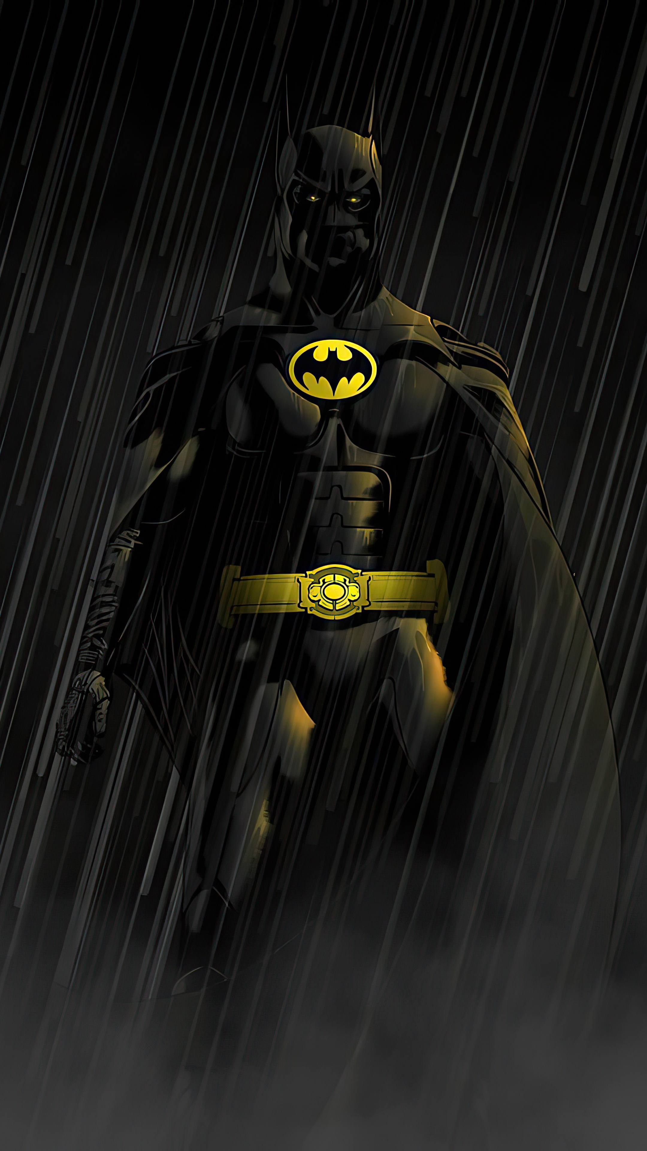 Batman in the rain artwork 4K HD Phone Wallpaper