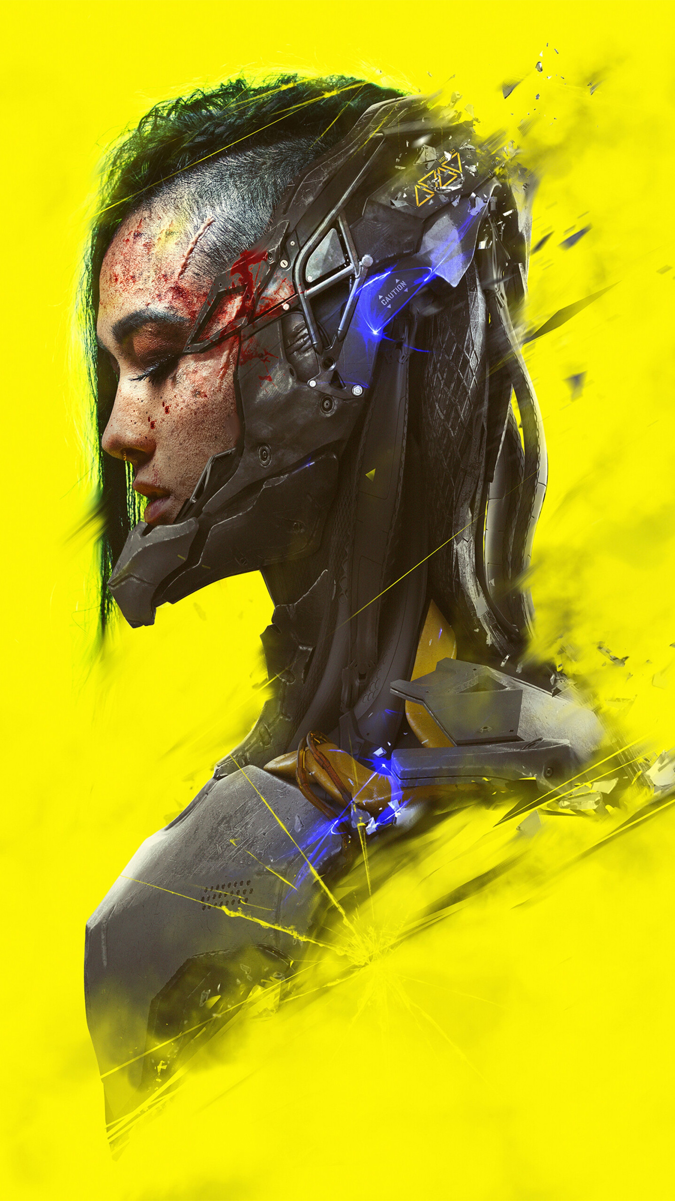 Artwork of a woman with cybernetic enhancements HD Phone Wallpaper
