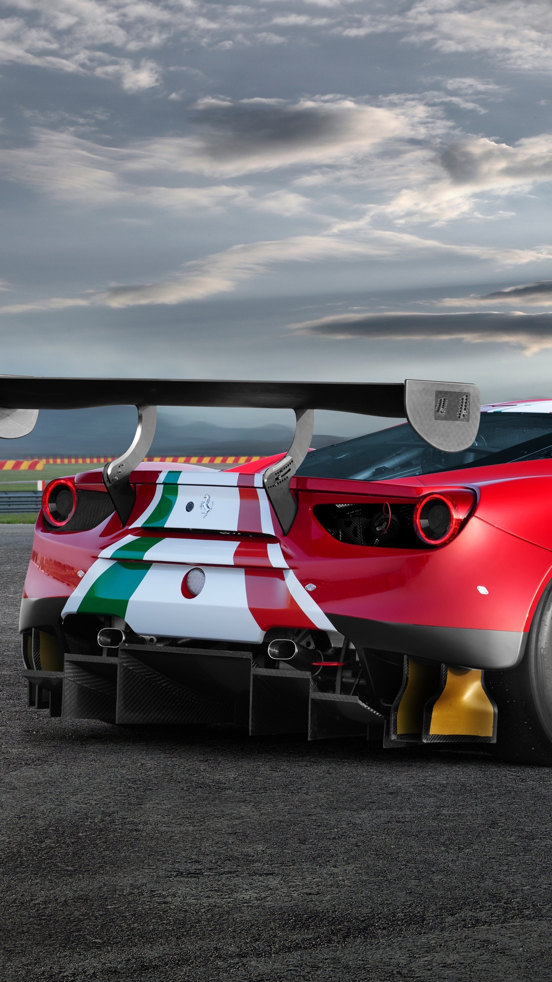 Ferrari 488 GT3 racing car rear view HD Phone Wallpaper