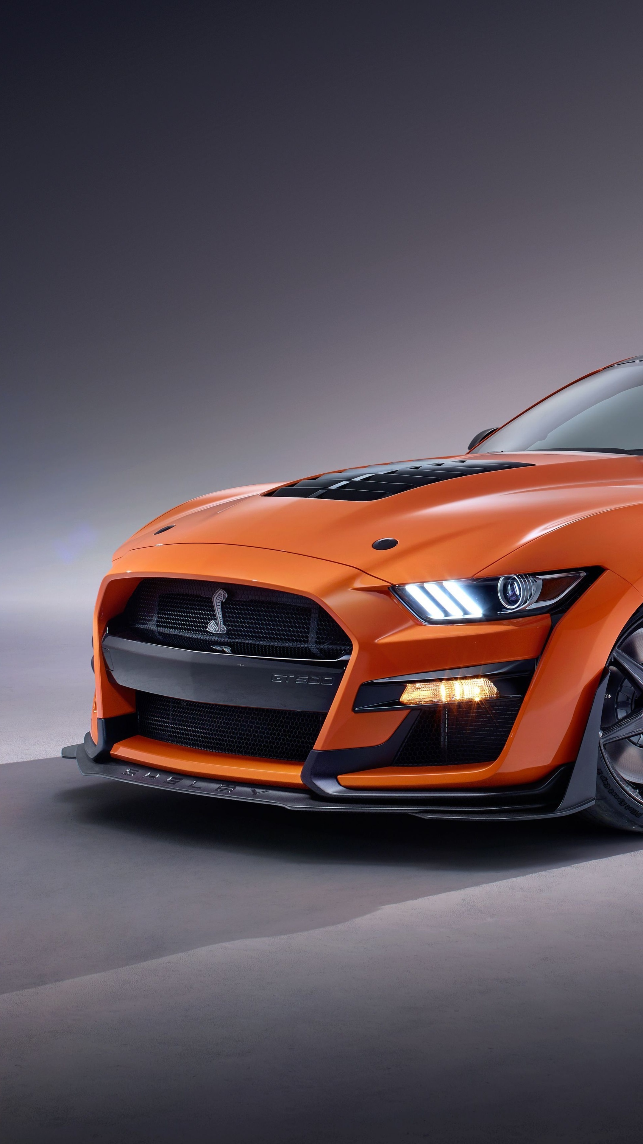 Orange Ford Mustang Shelby GT500 4K HD Phone Wallpaper
