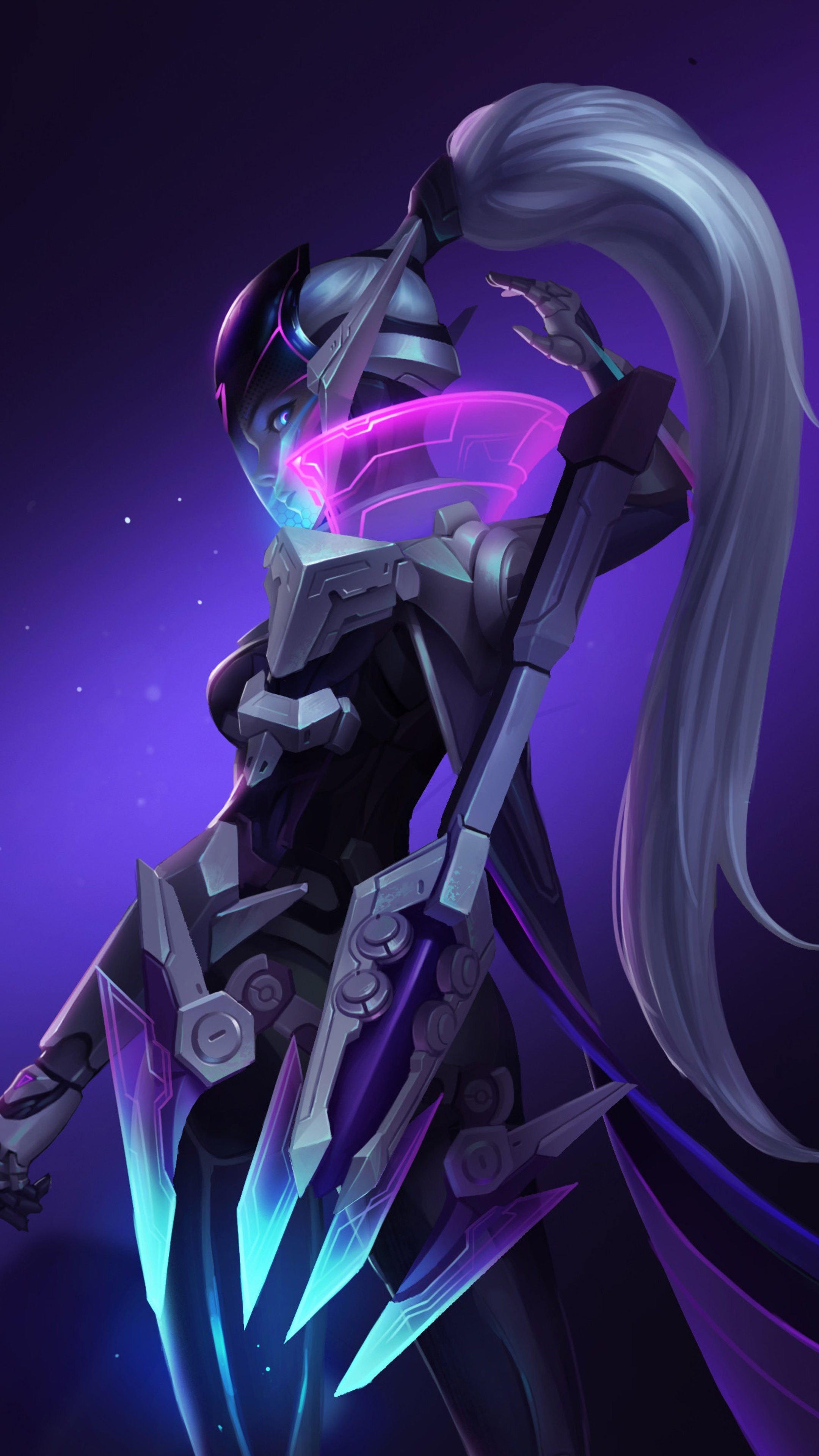 4K artwork of a futuristic female warrior HD Phone Wallpaper