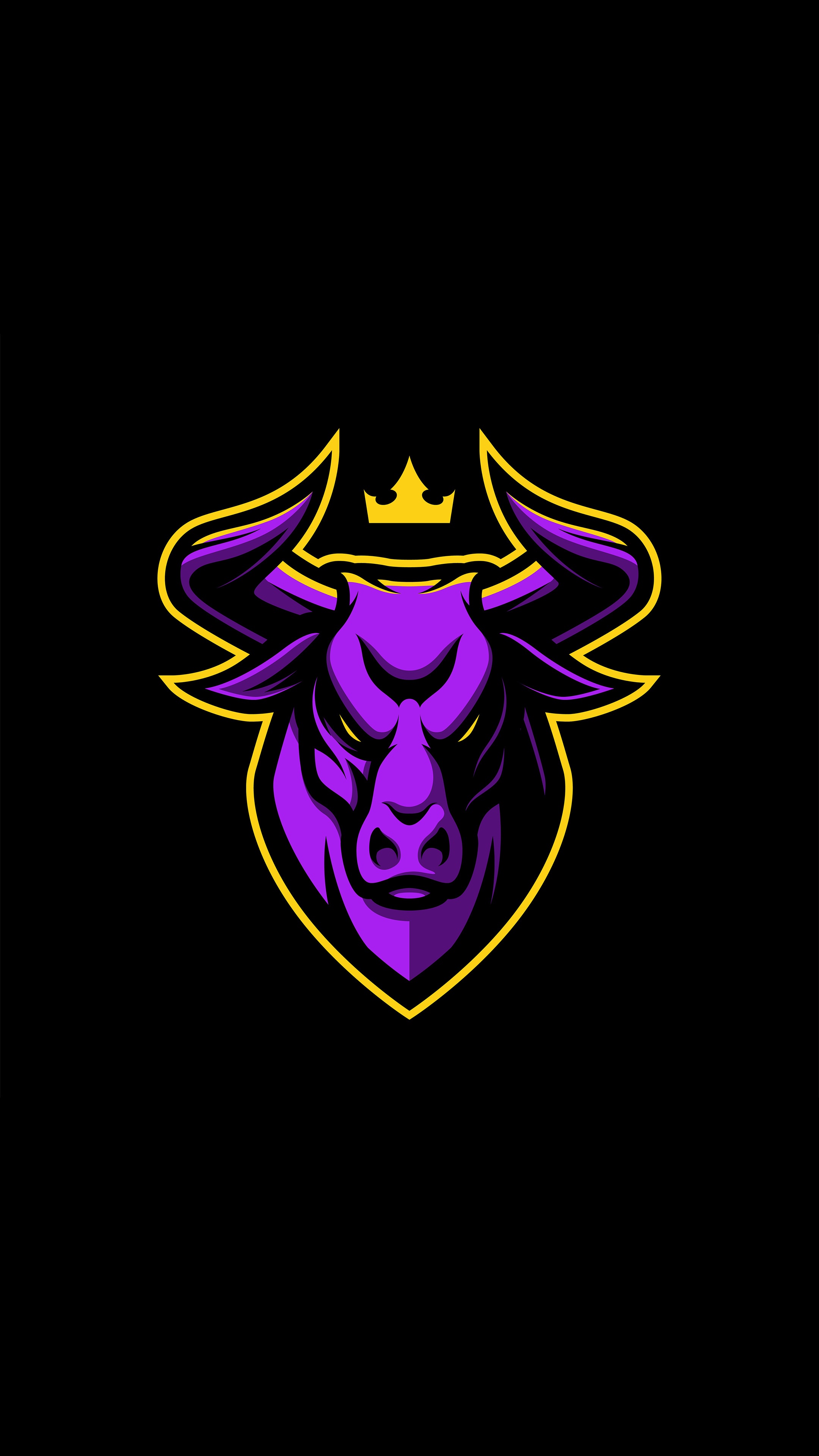 Purple Bull with Crown Artwork HD Phone Wallpaper