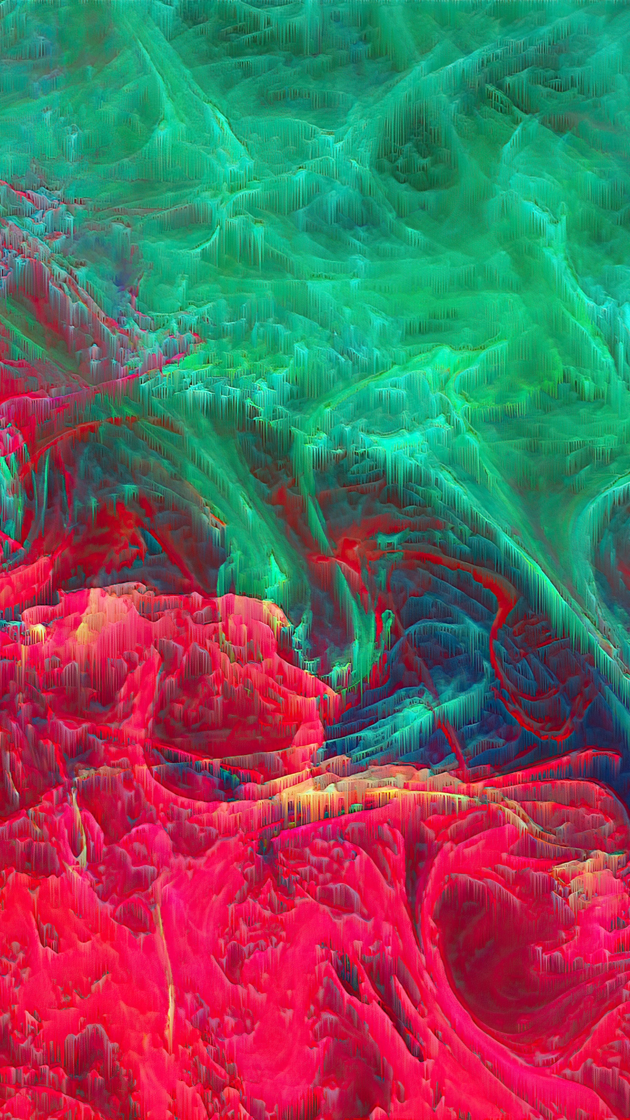 Abstract digital art with red and green textures HD Phone Wallpaper