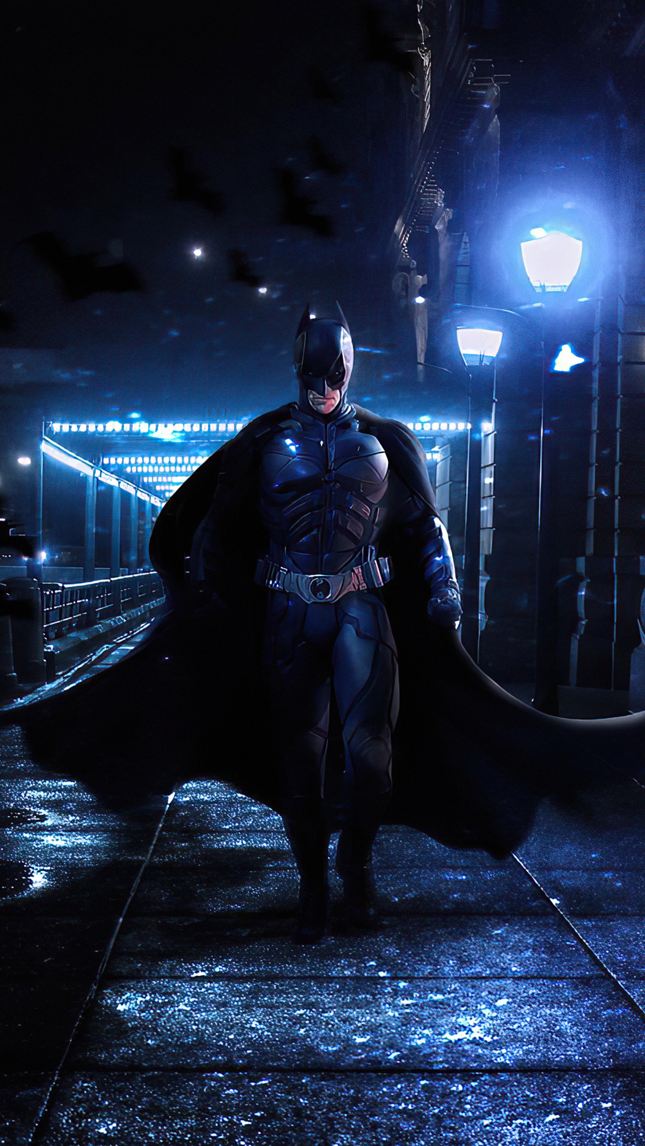 Batman in a dark alleyway HD Phone Wallpaper