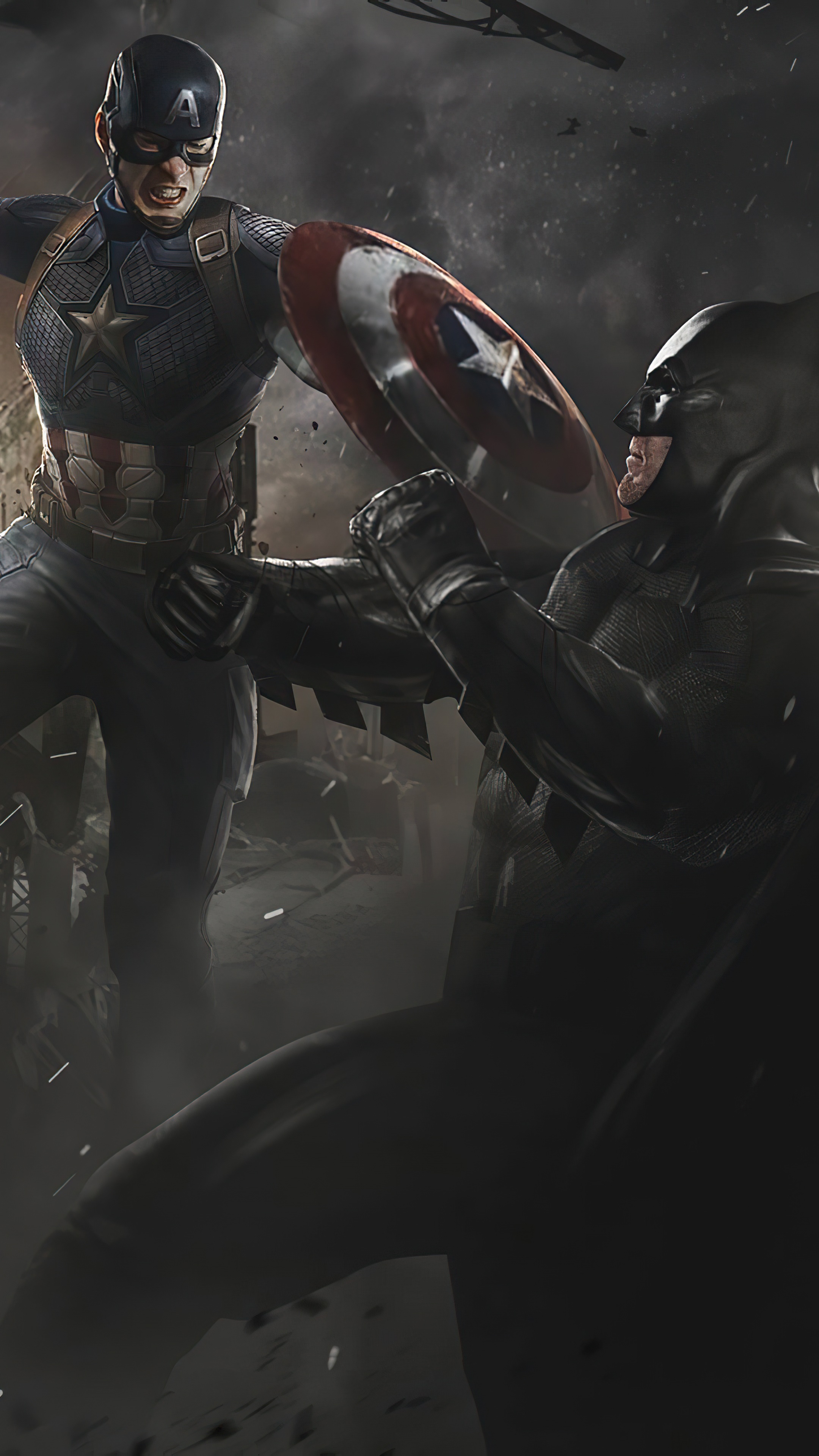 Captain America vs Batman Artwork 4K HD Phone Wallpaper