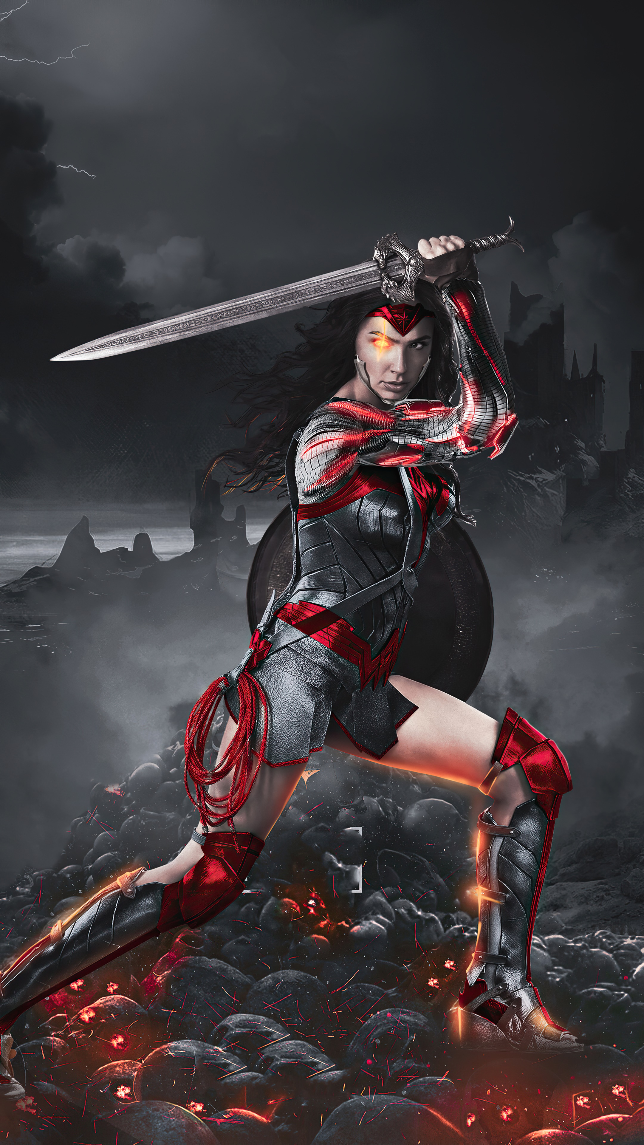 Wonder Woman with Sword and Shield HD Phone Wallpaper